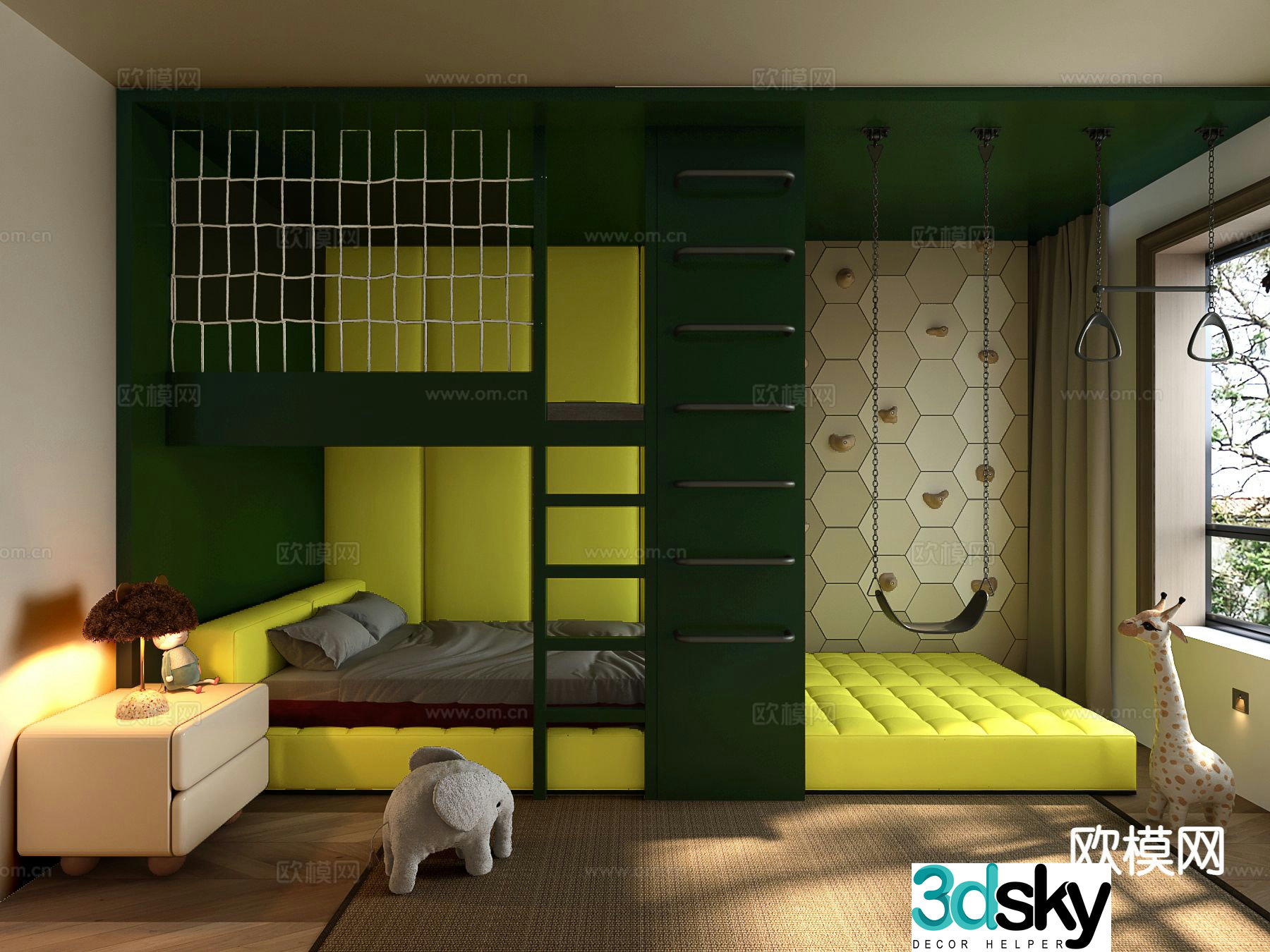 Bunk bed children’s room boy’s room 3d model