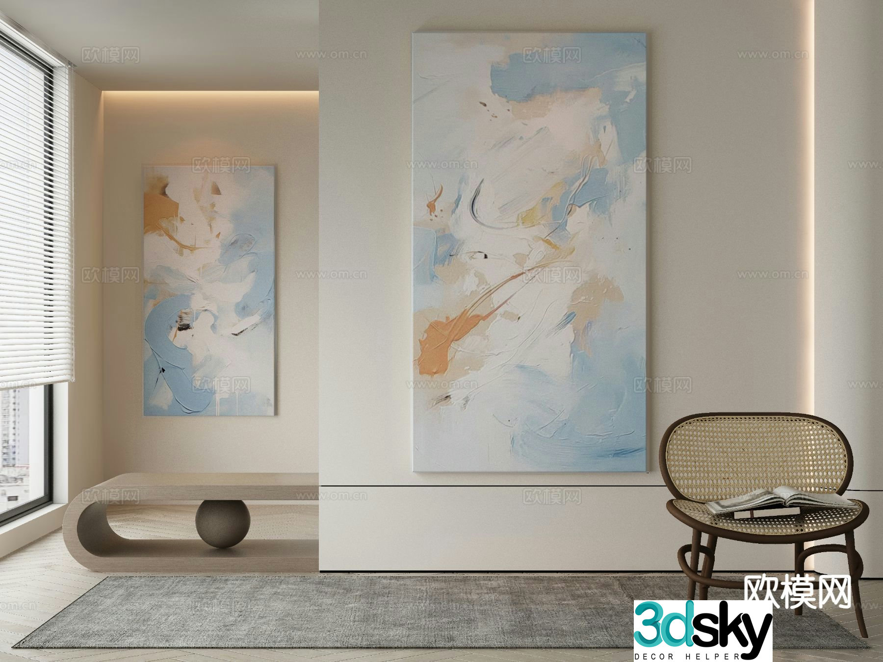 Wabi-sabi art painting texture painting decorative painting 3d model