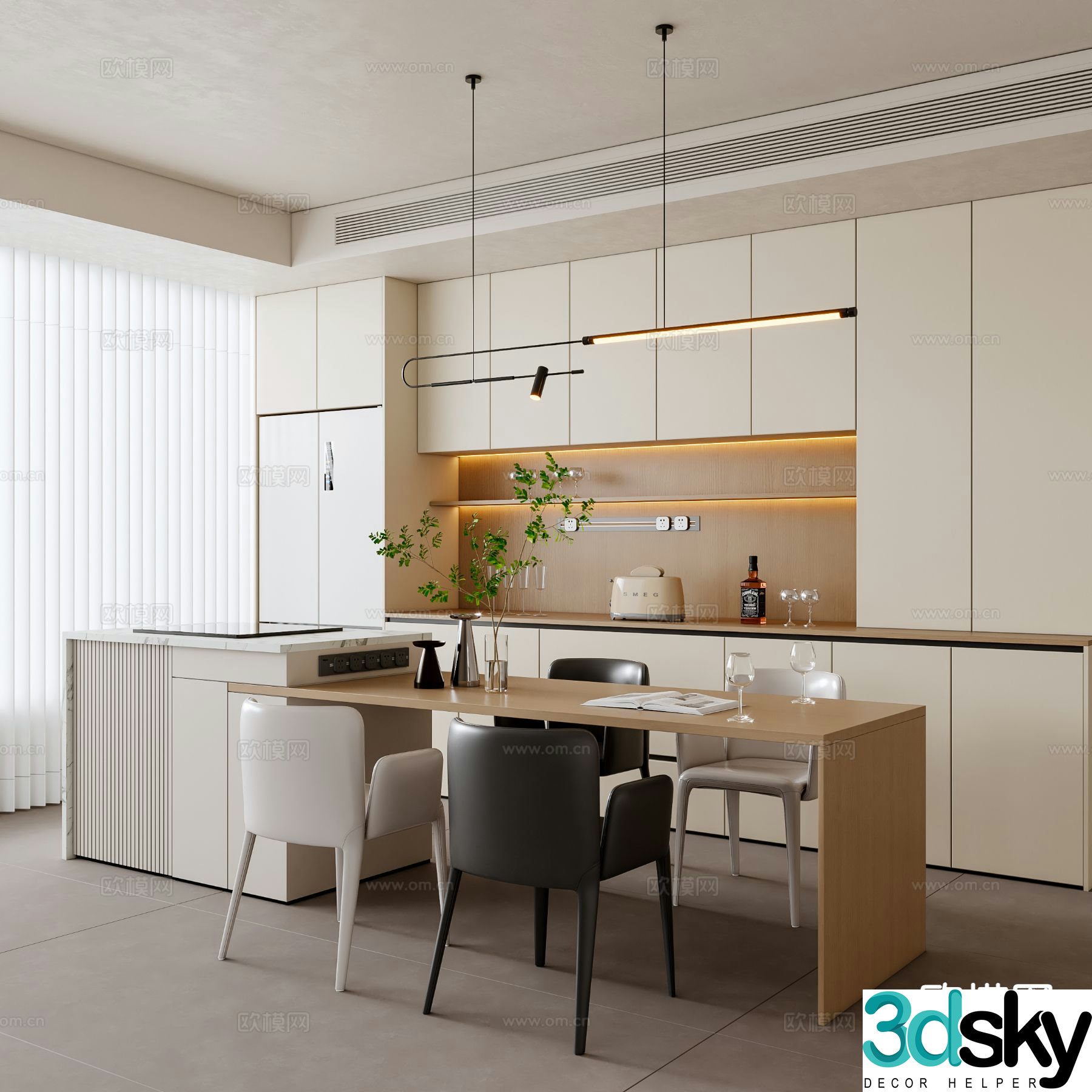 Cream style restaurant Nakashima restaurant 3d model
