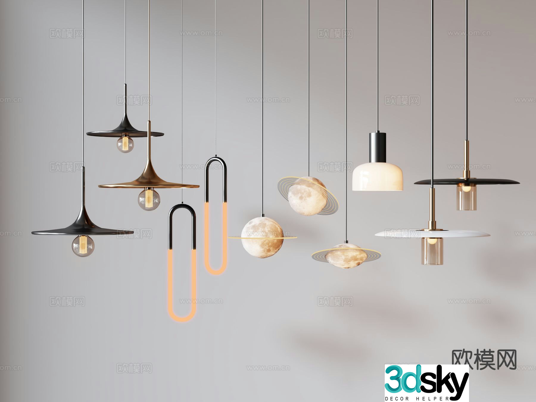 Modern bedside small chandelier 3d model