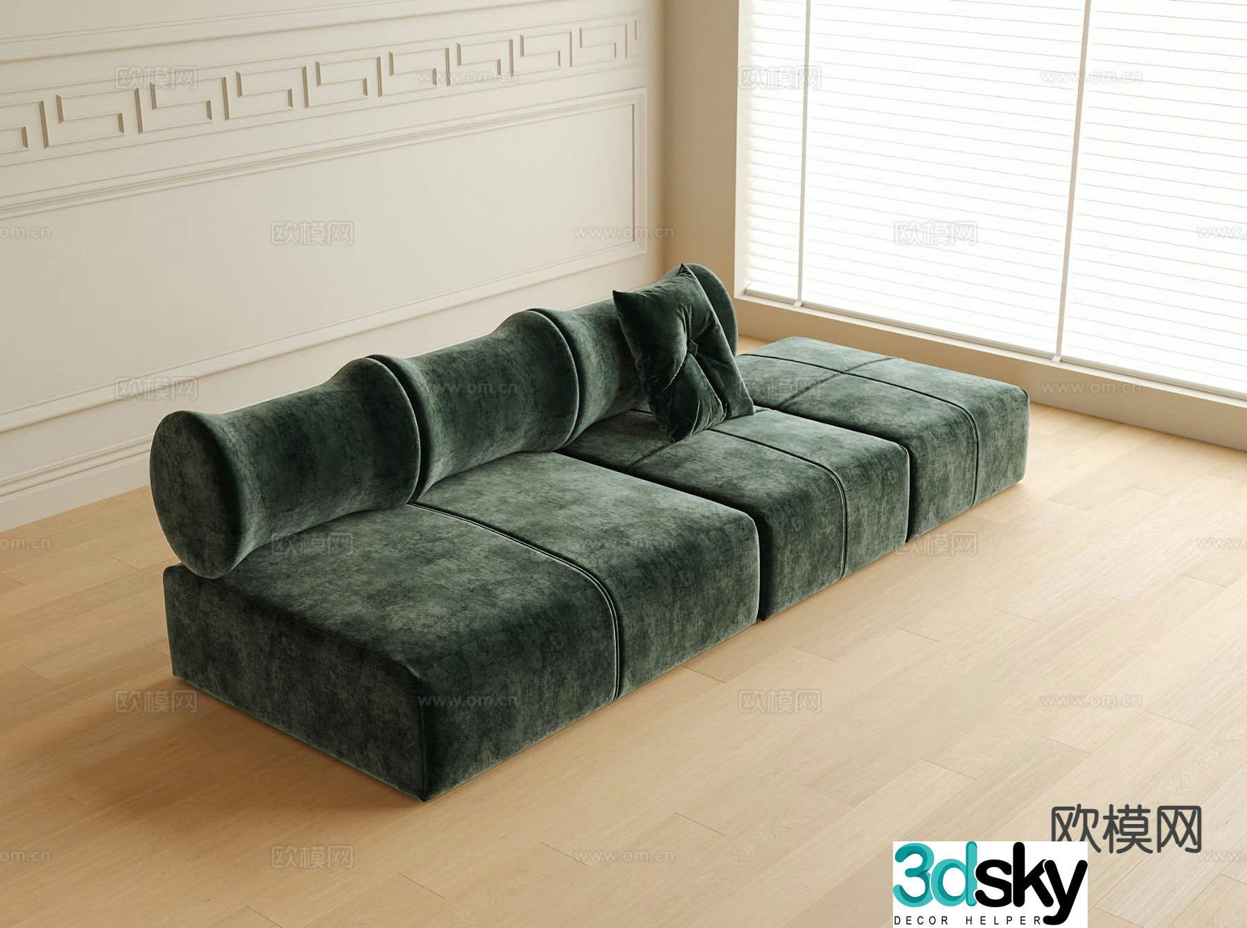 Multi-person sofa upholstered sofa 3d model