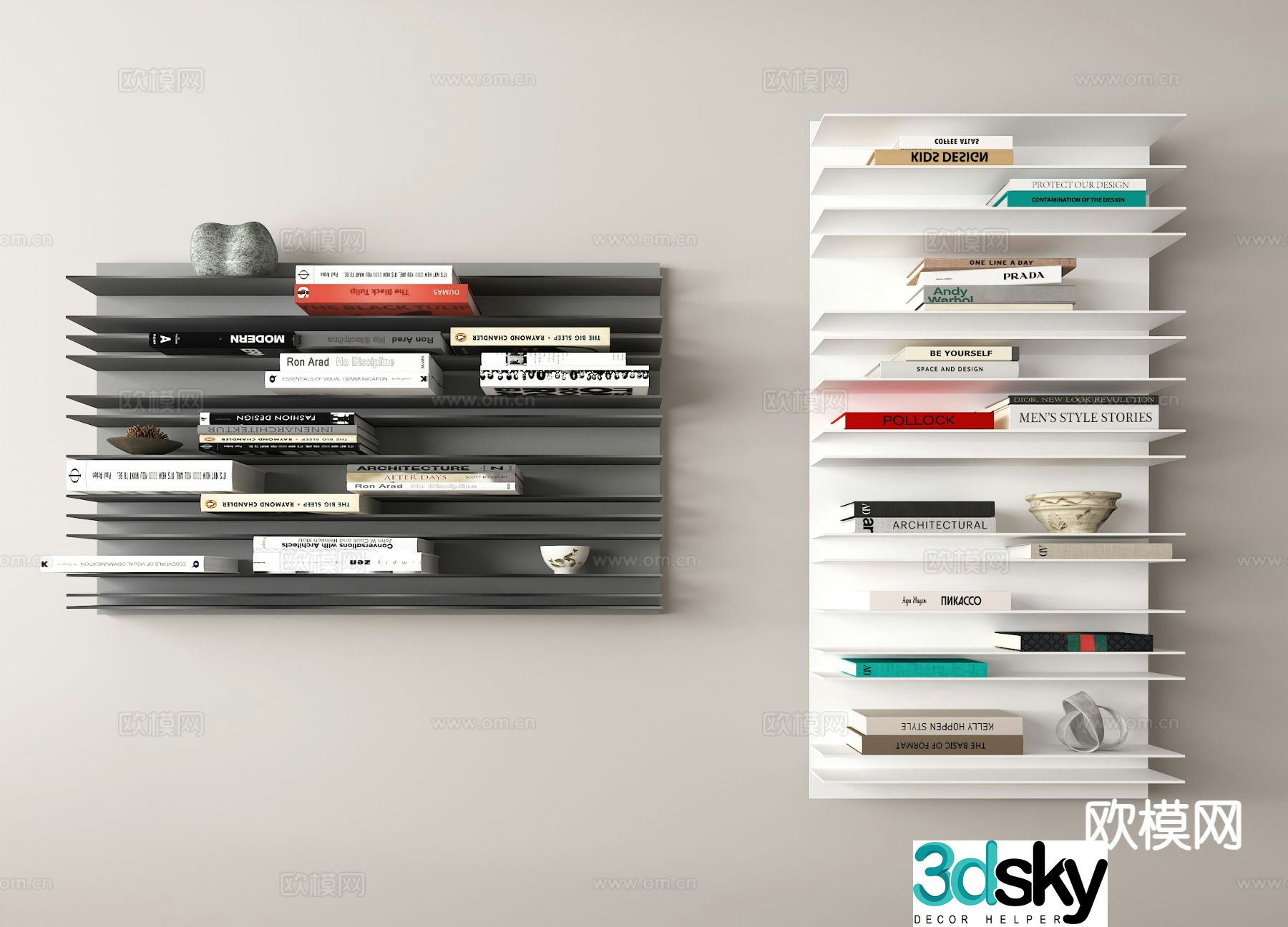 bookshelf storage rack wall cabinet 3d model