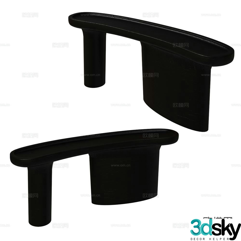 BAXTER Italian style side view table 3D model