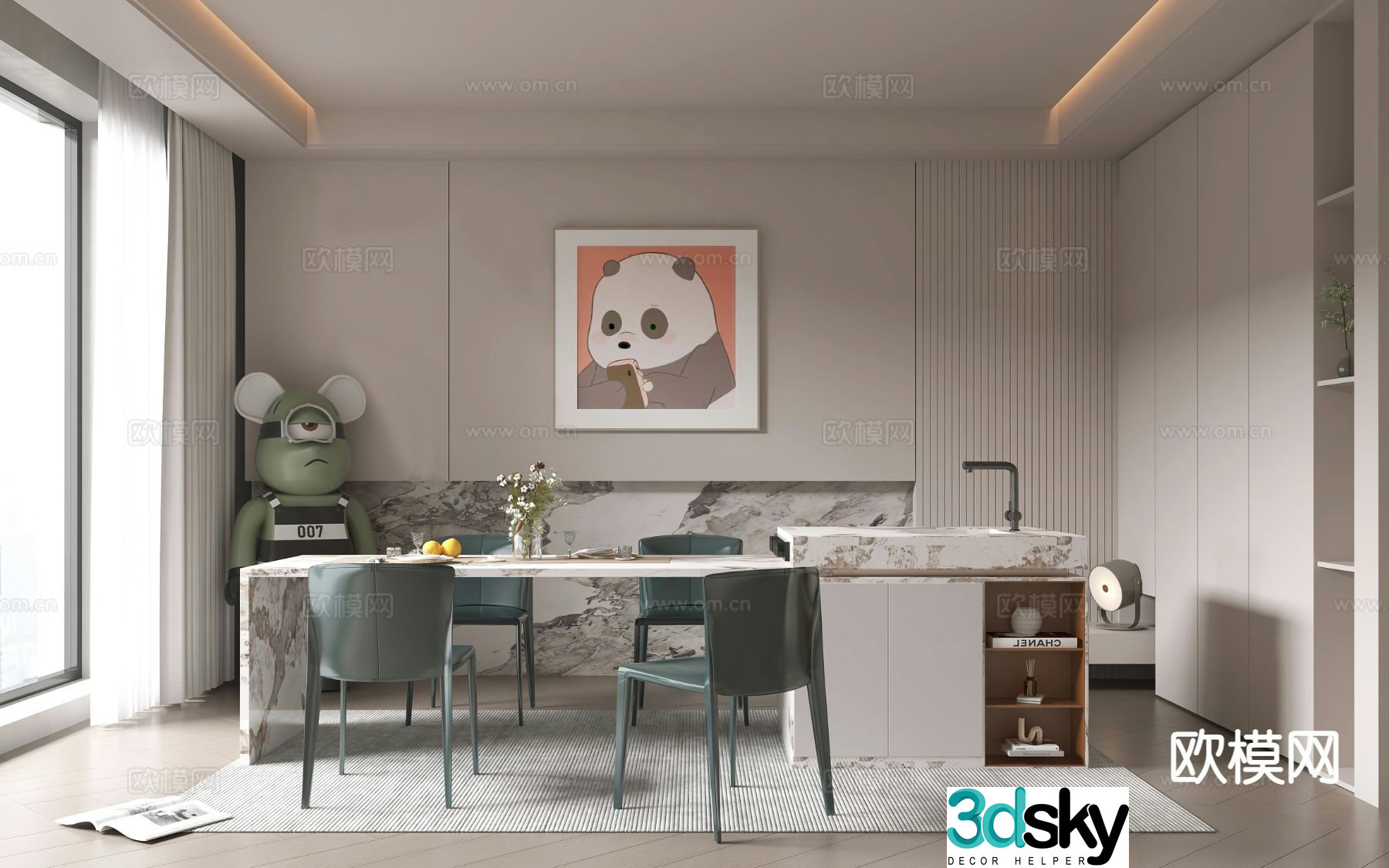 Modern island restaurant 3d model