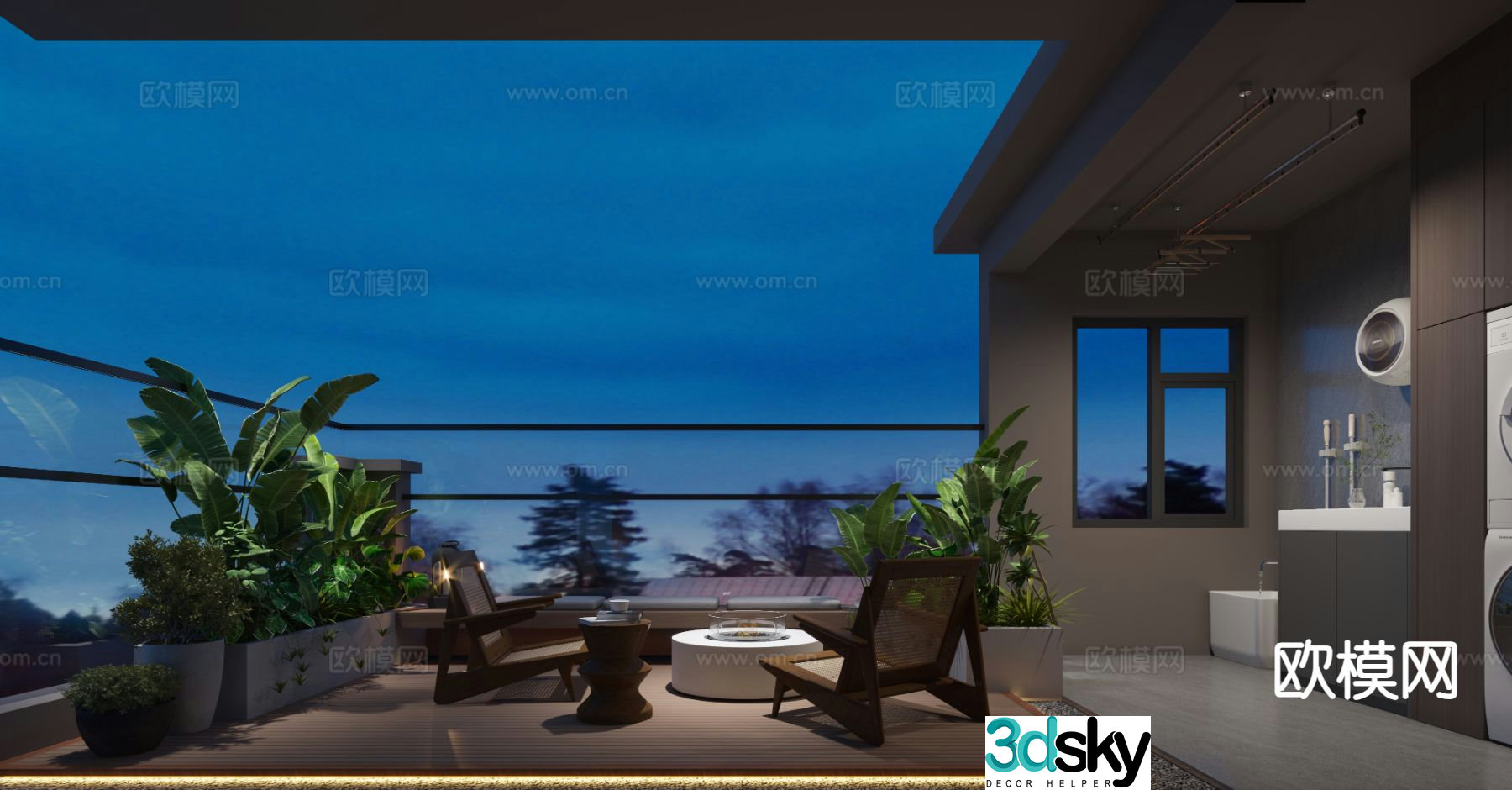 Landscape balcony terrace rooftop garden 3d model