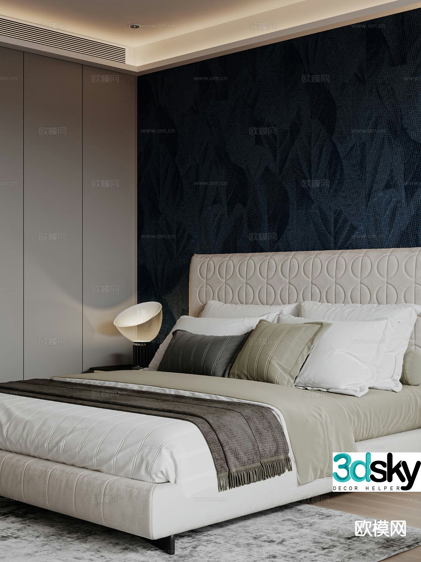 Modern double bed 3d model
