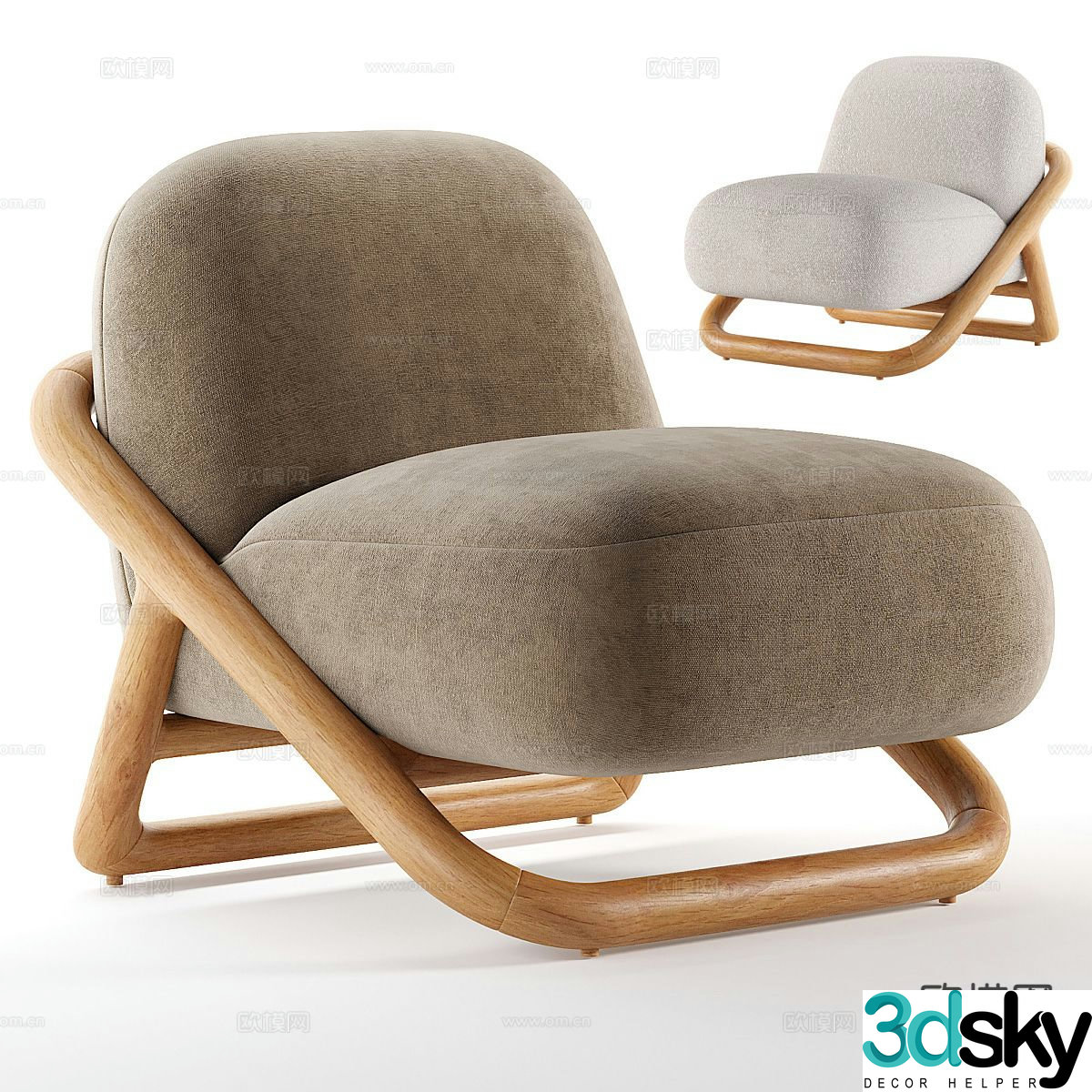 wabi-sabi chair leisure chair armchair 3d model