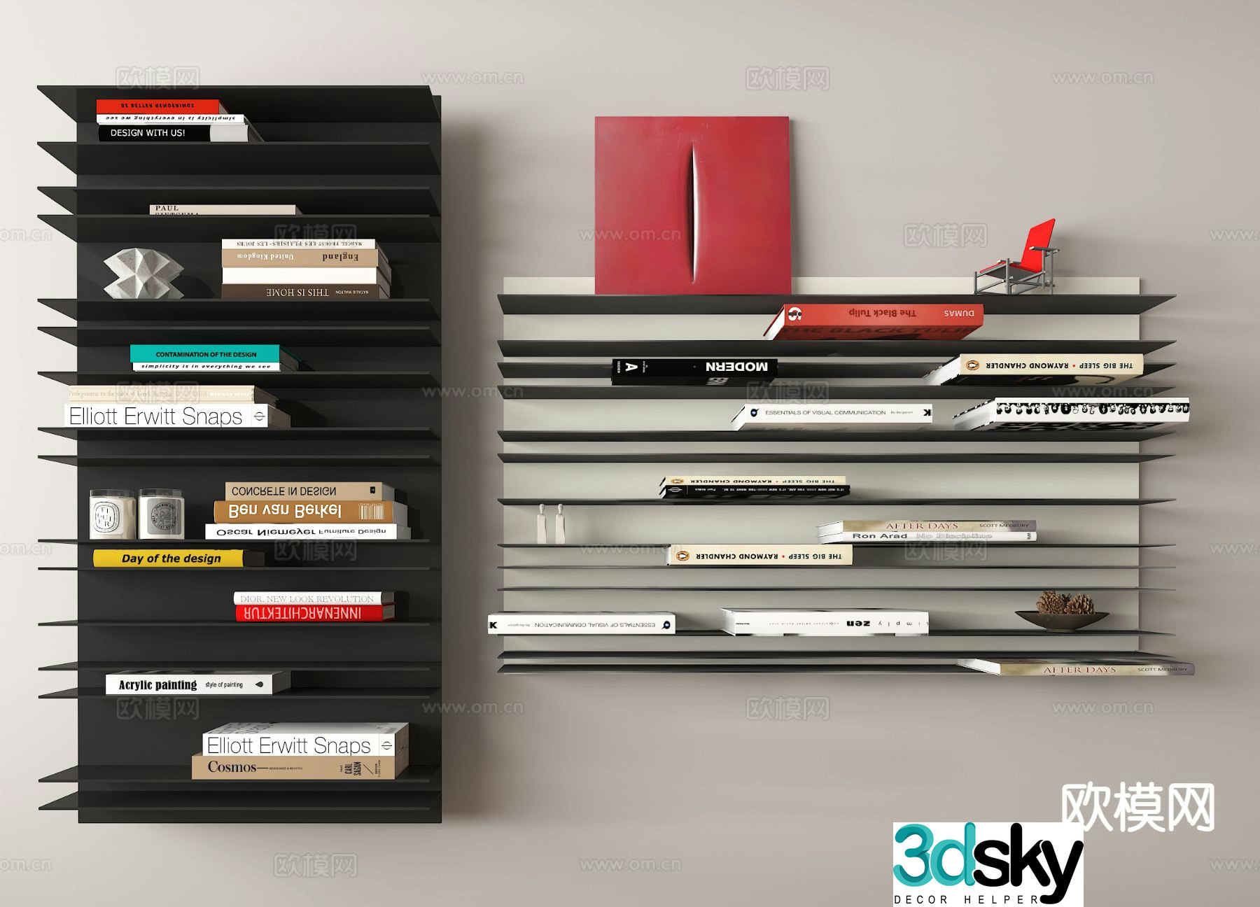 bookshelf storage rack wall cabinet 3d model