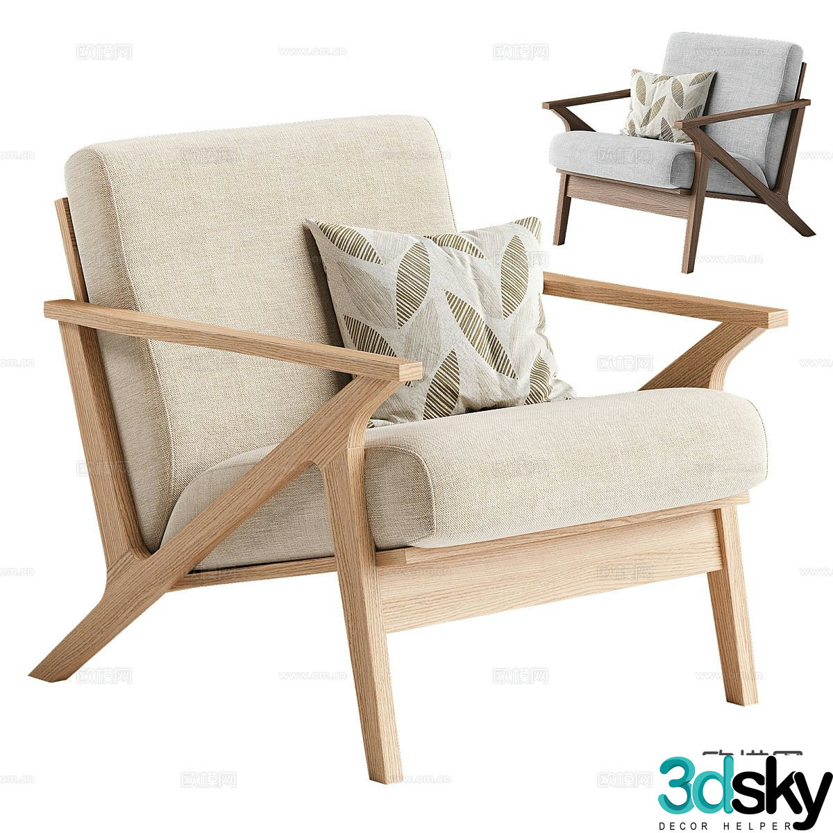 wabi-sabi chair leisure chair armchair 3d model