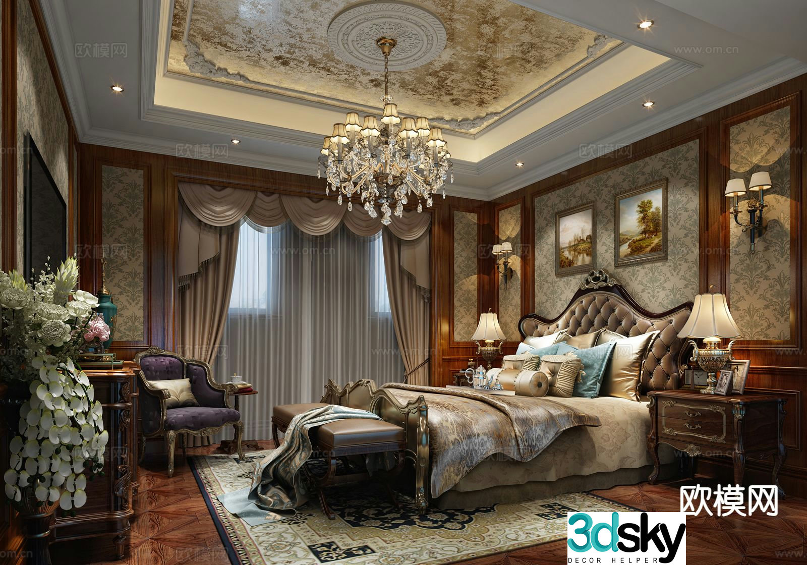 European style bedroom master bedroom 3d model