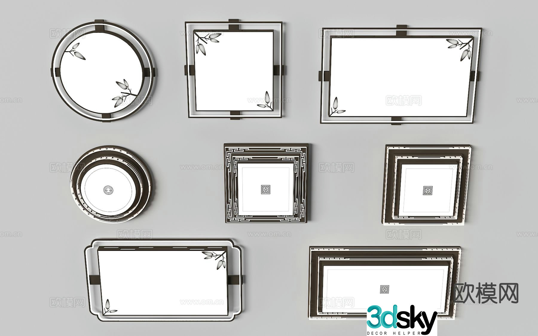 New Chinese style ceiling lamp living room ceiling lamp square ceiling lamp 3d model