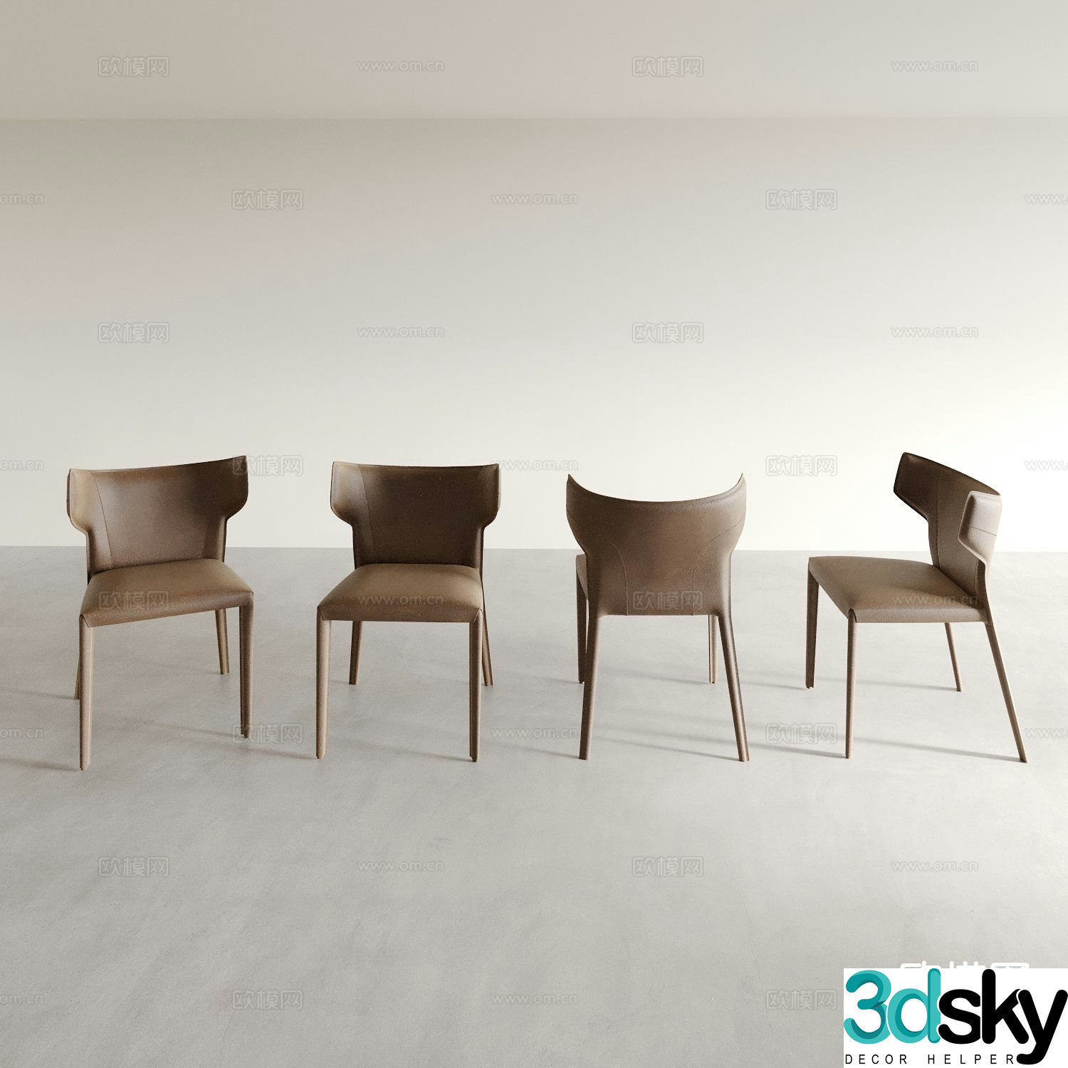 Modern chair dining chair sofa chair back chair 3d model