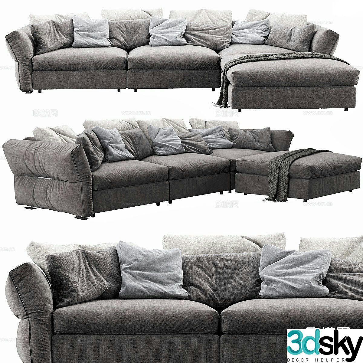 Multi-person sofa corner sofa 3d model