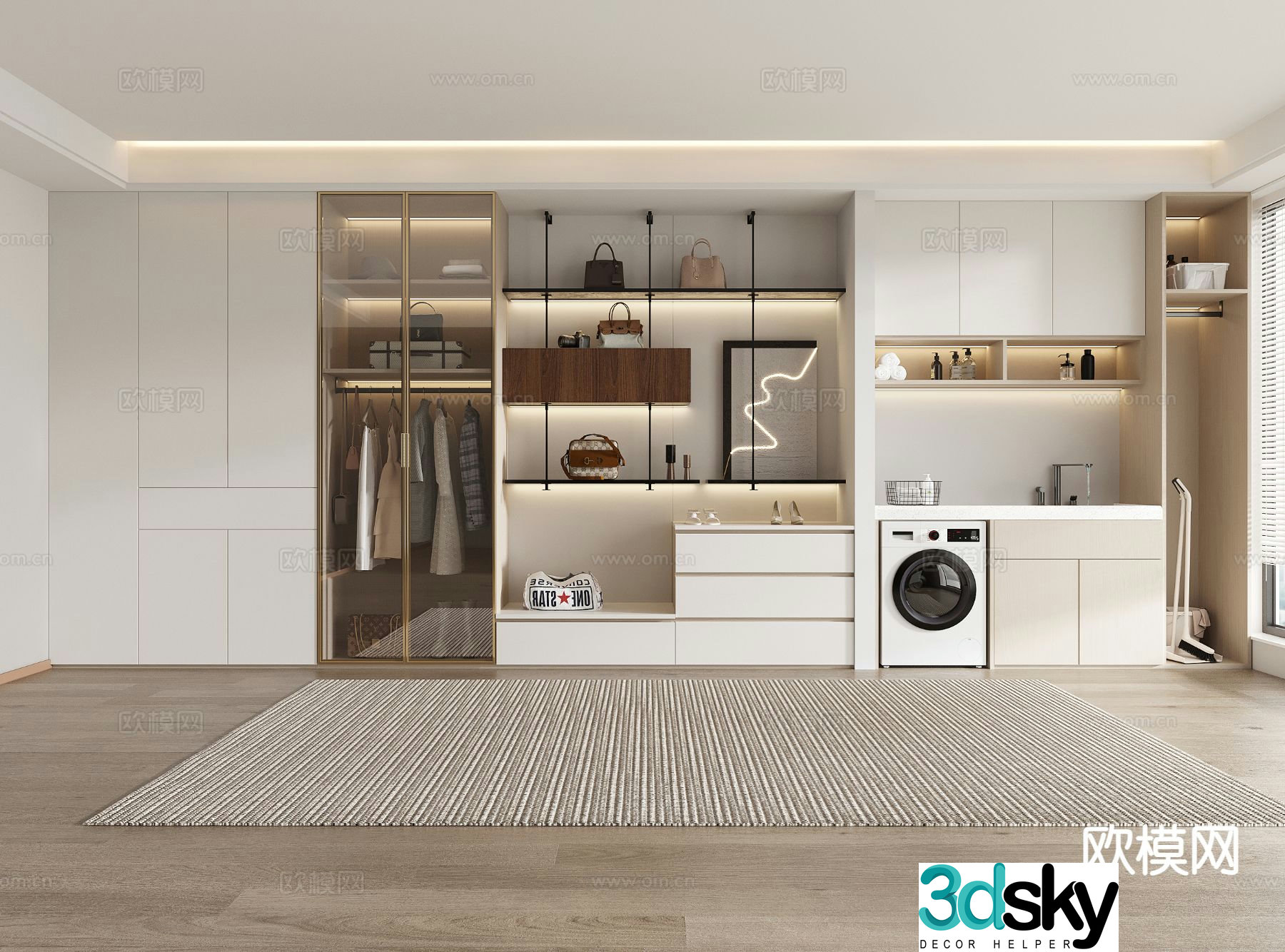 Modern wardrobe washing machine cabinet balcony cabinet 3d model