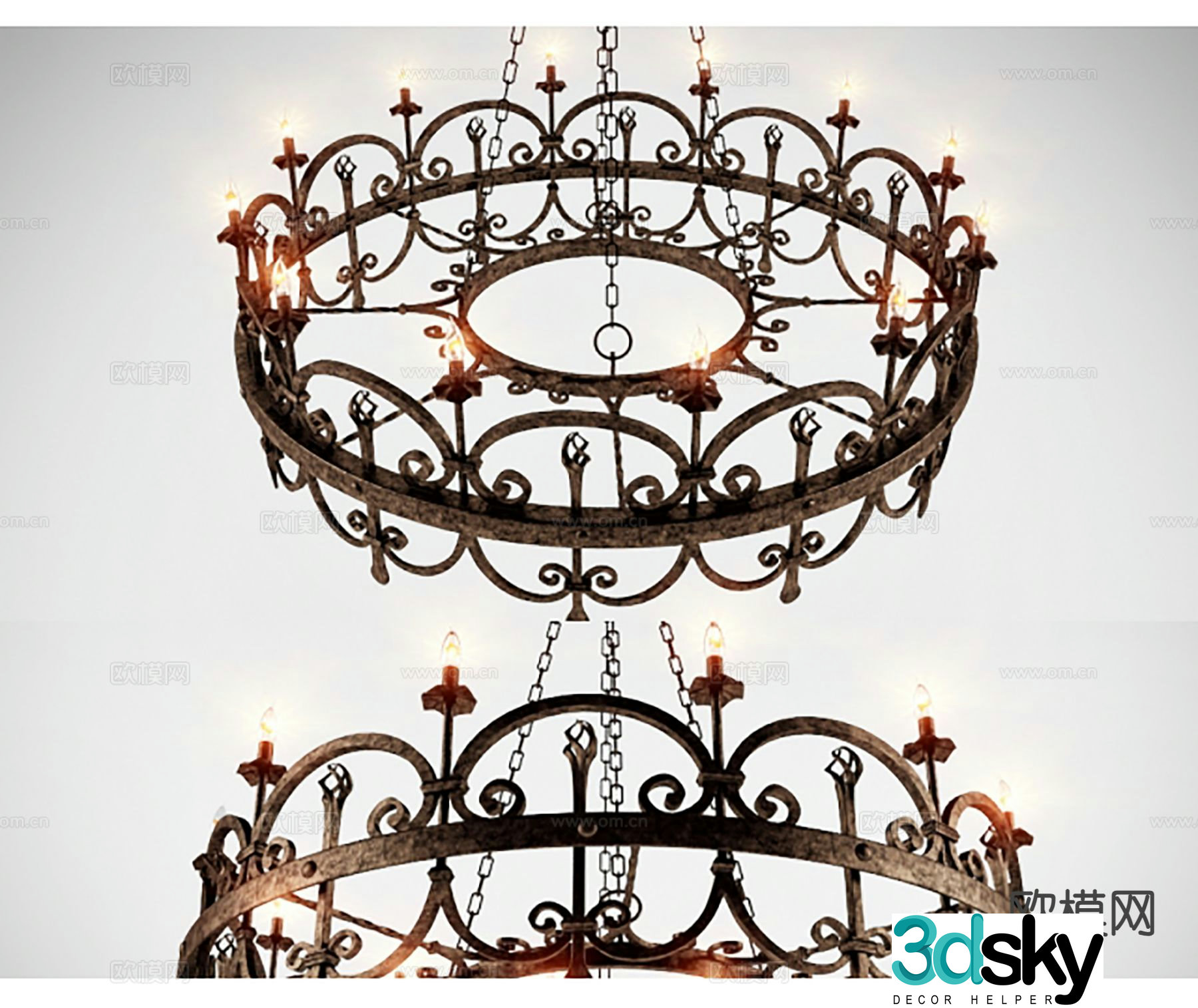 Simple European chandelier hall chandelier 3d model