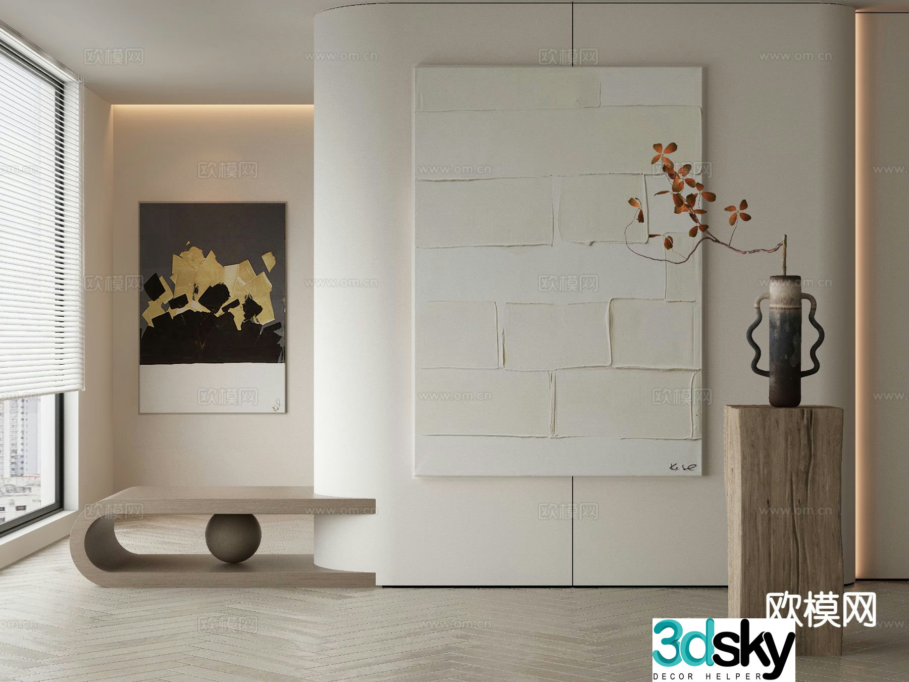 Wabi-sabi art painting texture painting decorative painting 3d model