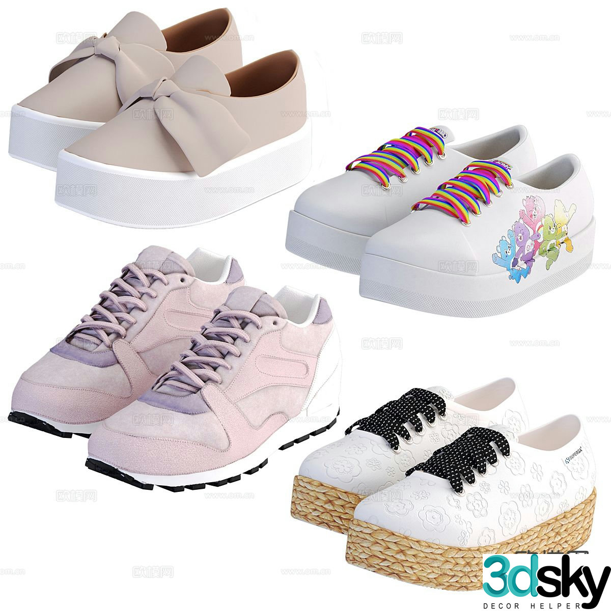 women’s shoes canvas shoes sneakers 3d model