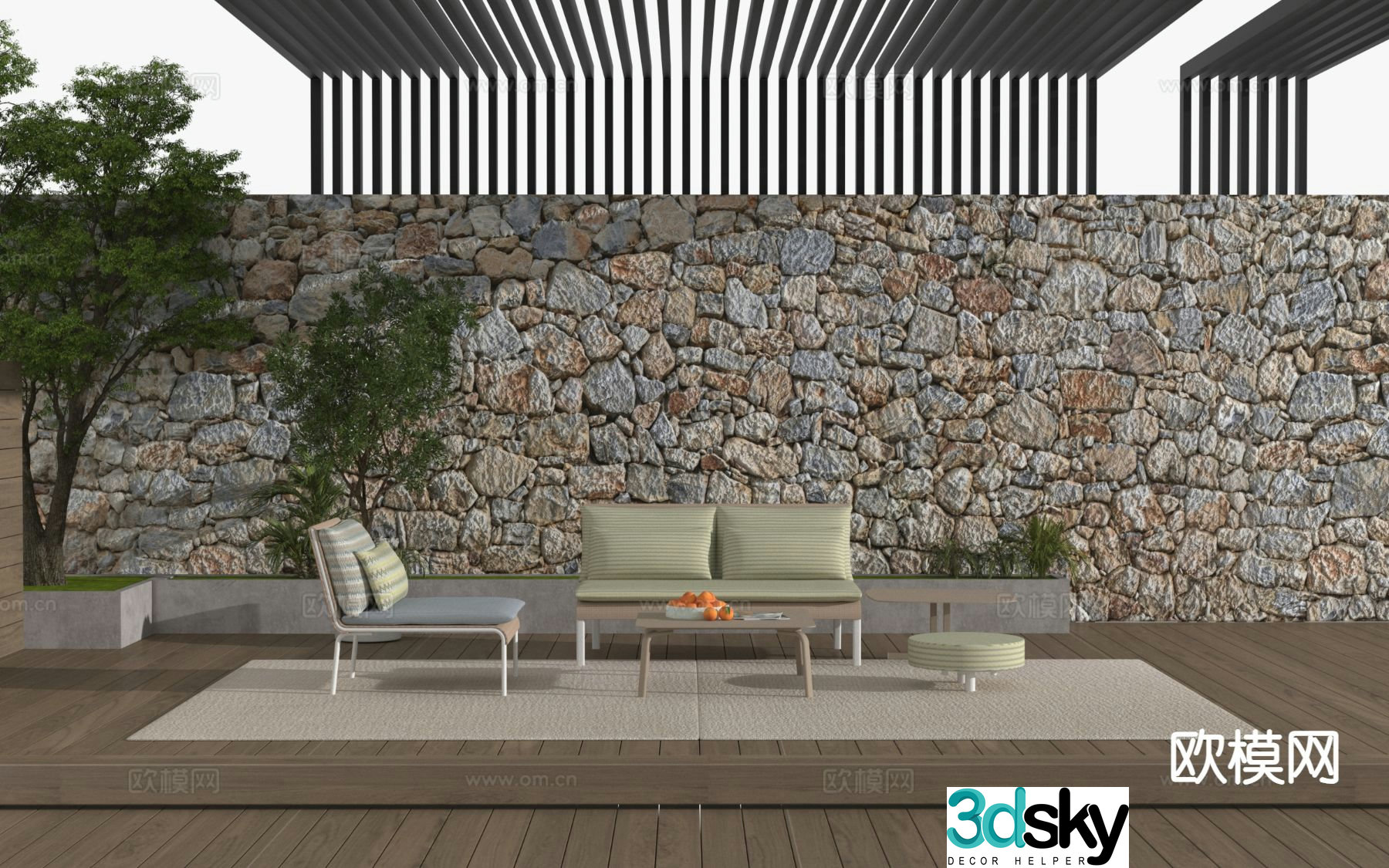 Outdoor sofa modular sofa 3d model