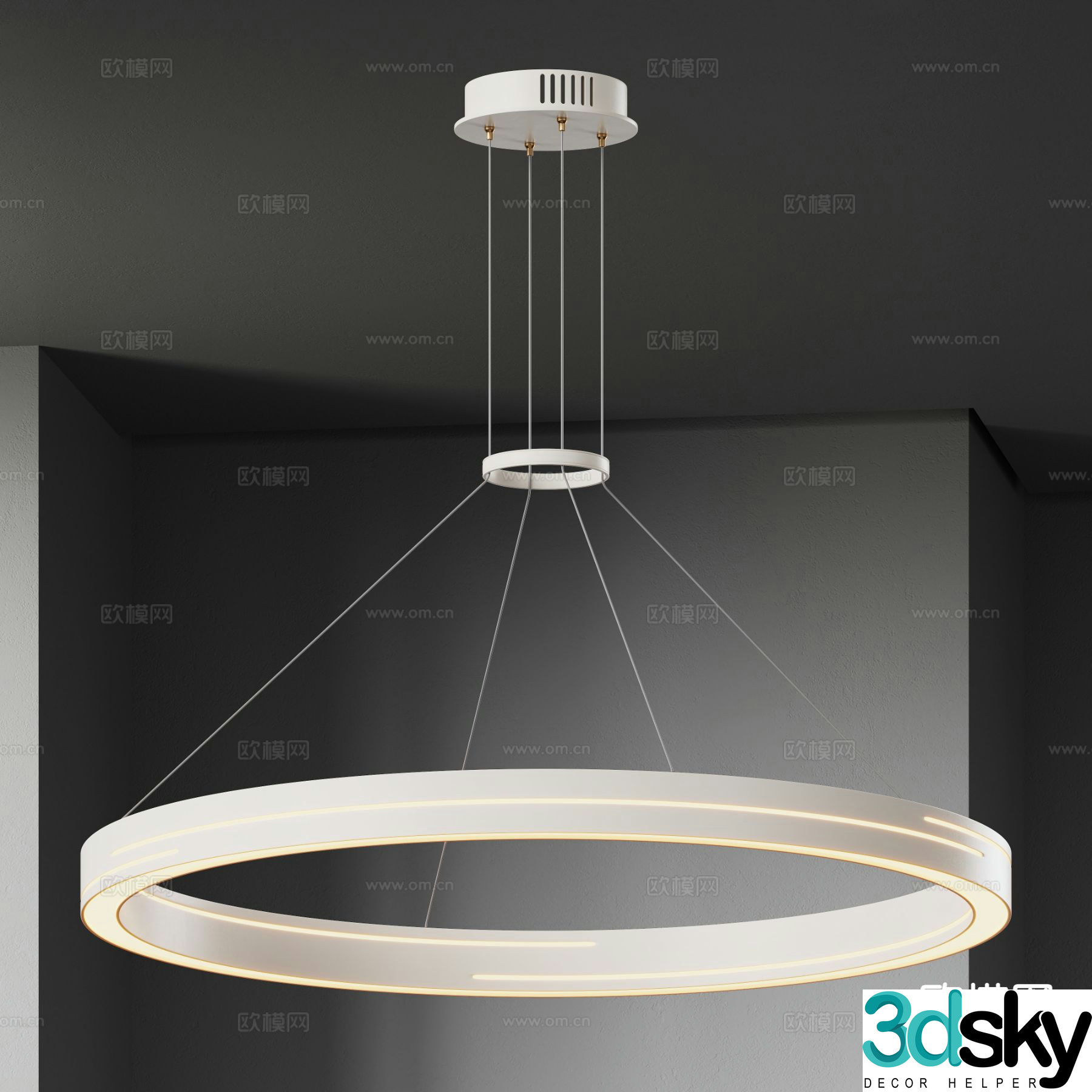 Light luxury chandelier ring chandelier 3d model