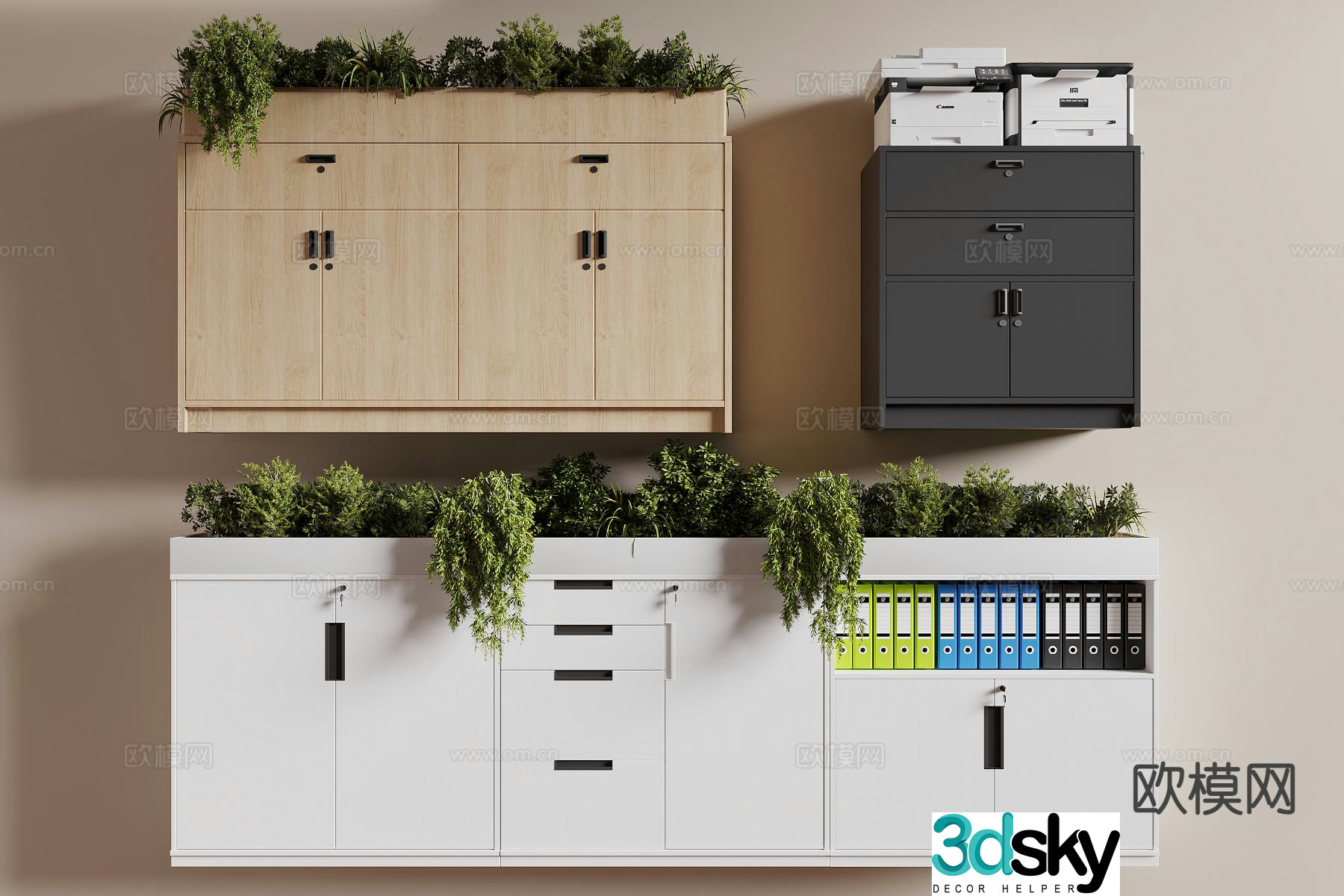 Modern office cabinet file cabinet 3d model