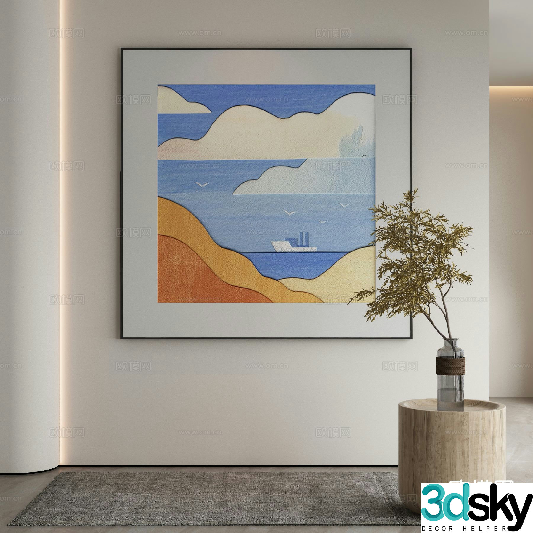 Wabi-sabi art painting texture painting decorative painting 3d model