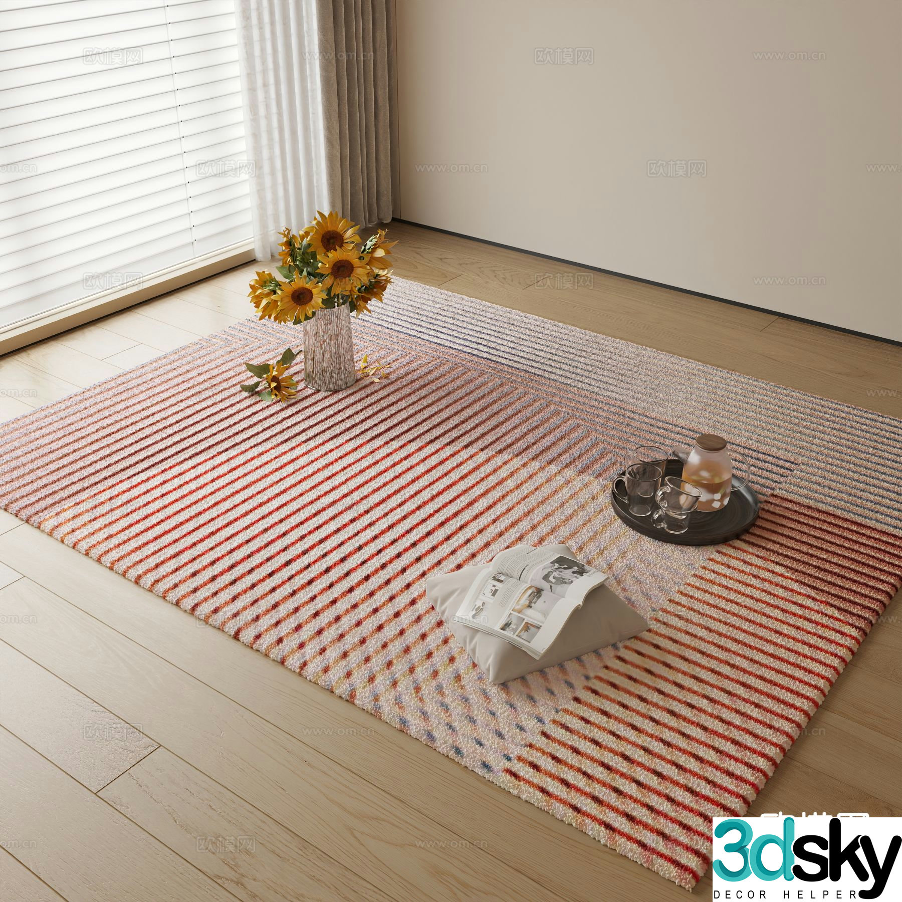 Modern square carpet 3d model