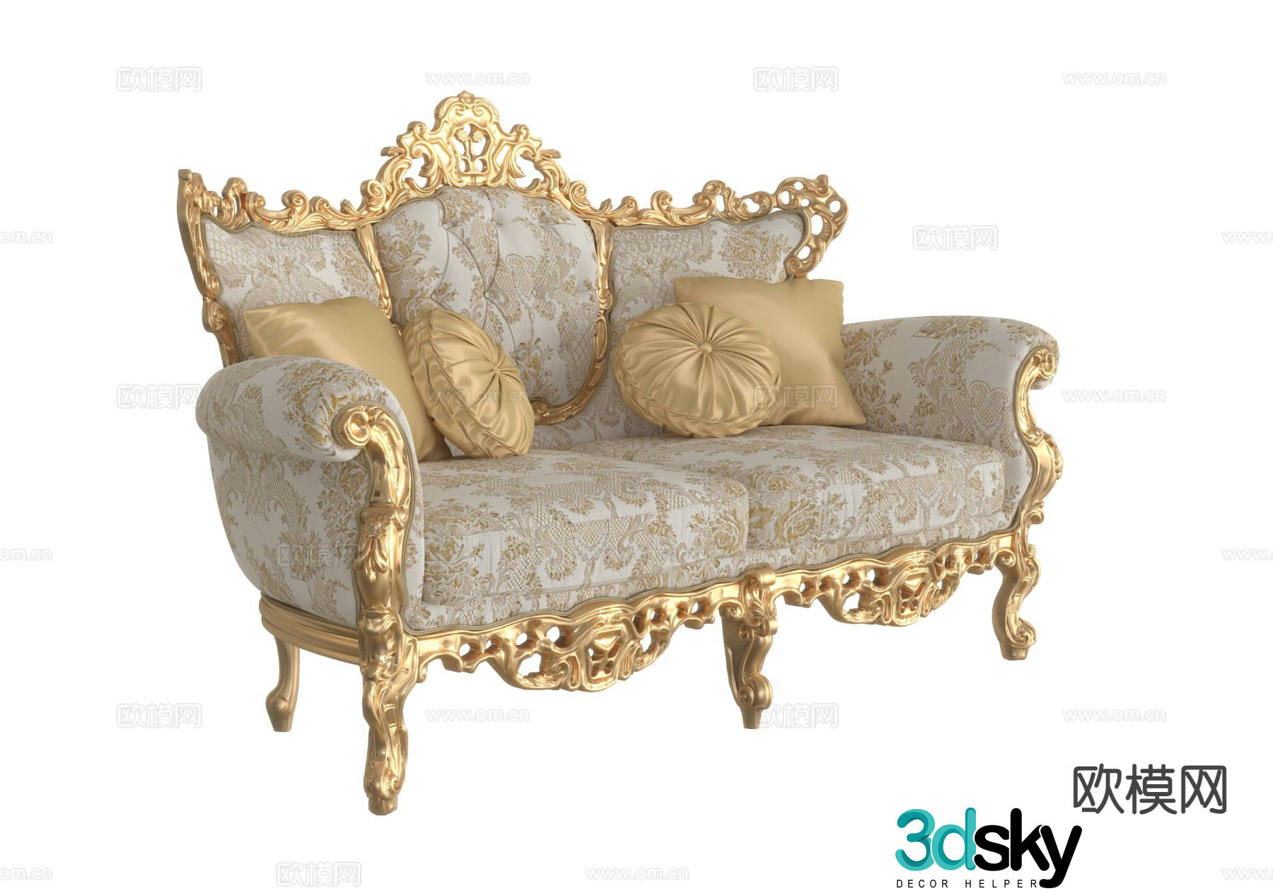 European style double sofa 3d model