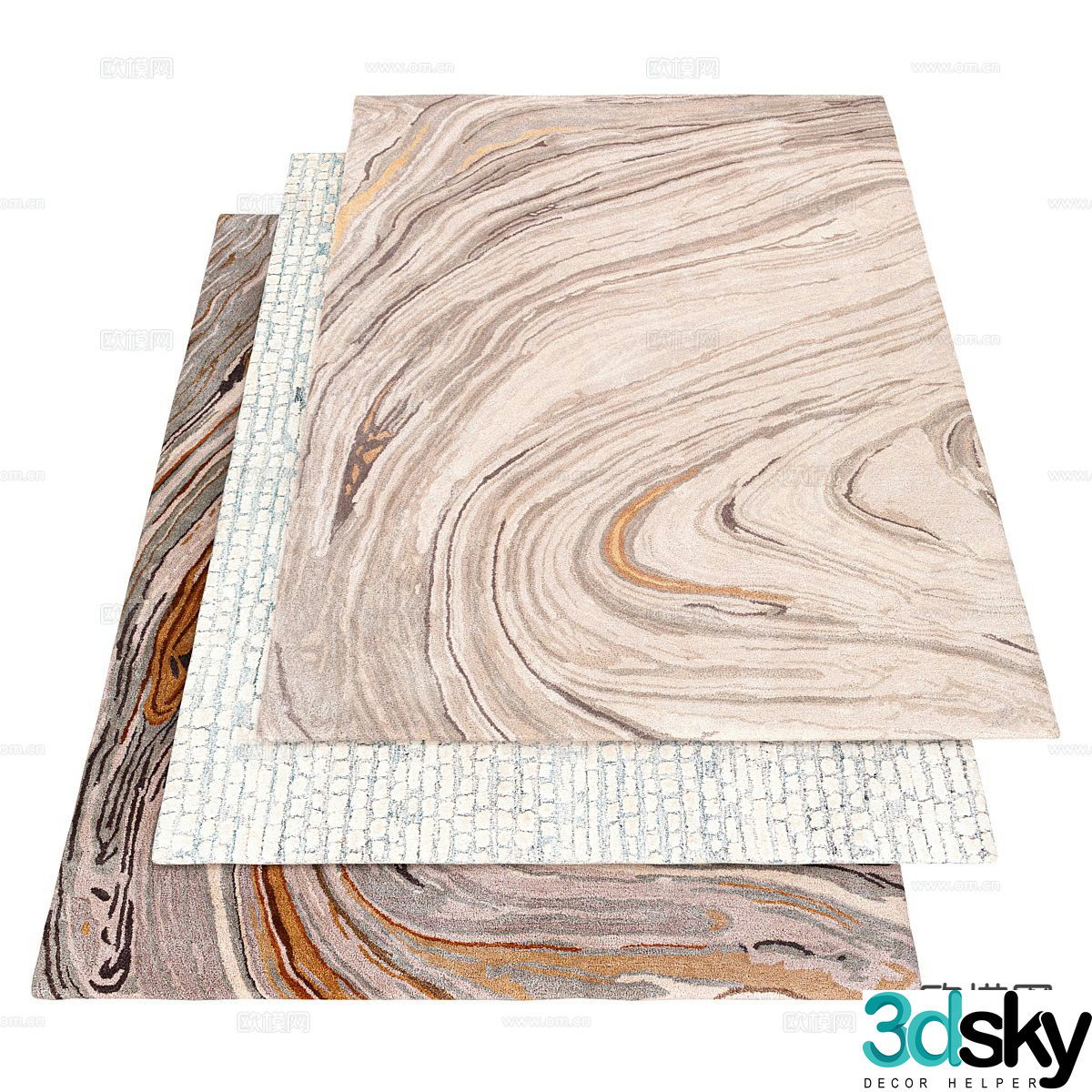abstract carpet square rug 3d model