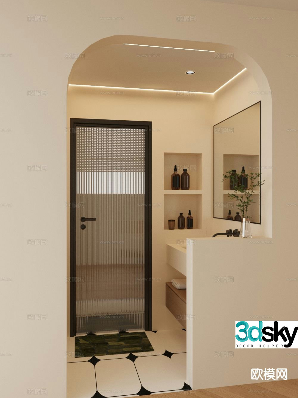 Cream style bathroom dry area 3d model