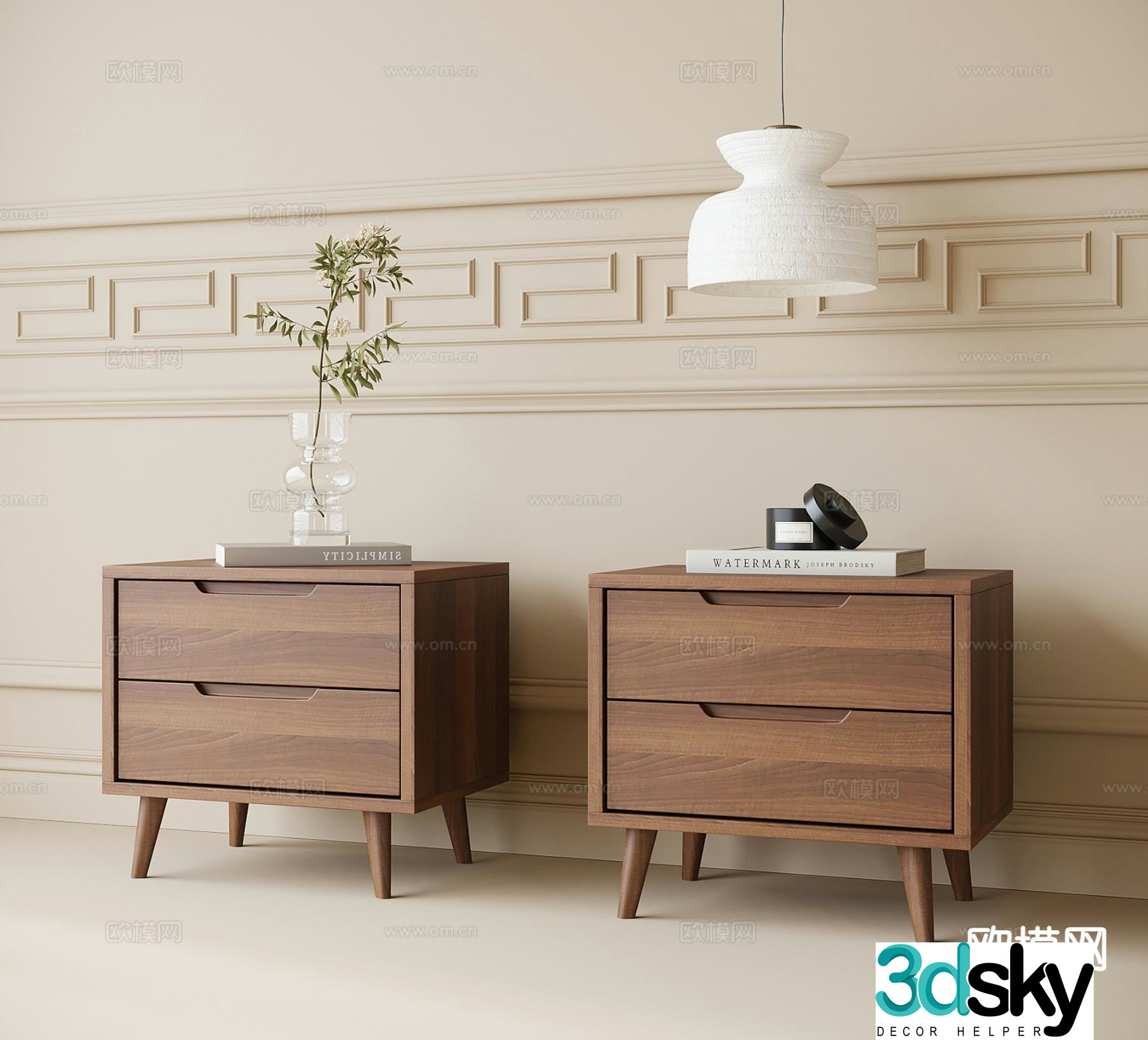 Nordic bedside table 3d model