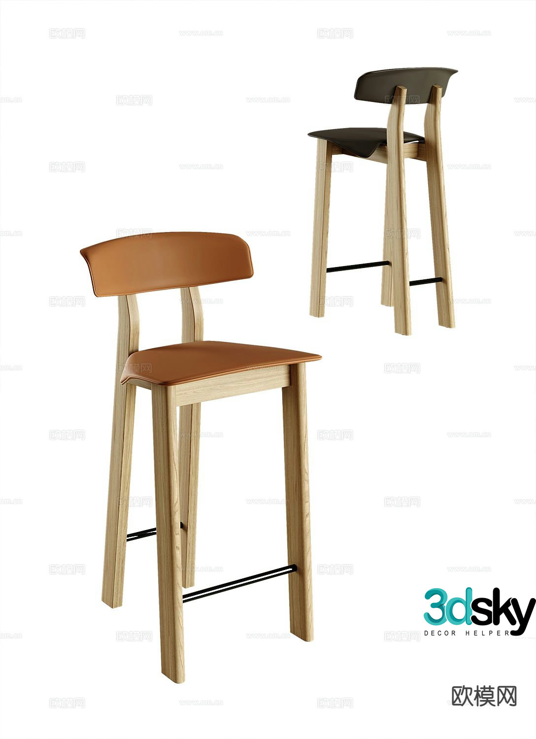 Modern bar stool bar stool high stool 3d model