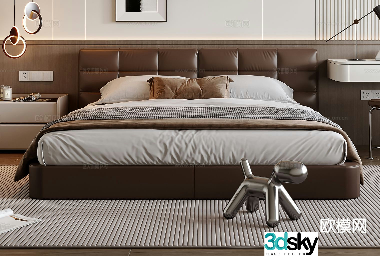 Italian double bed 3d model