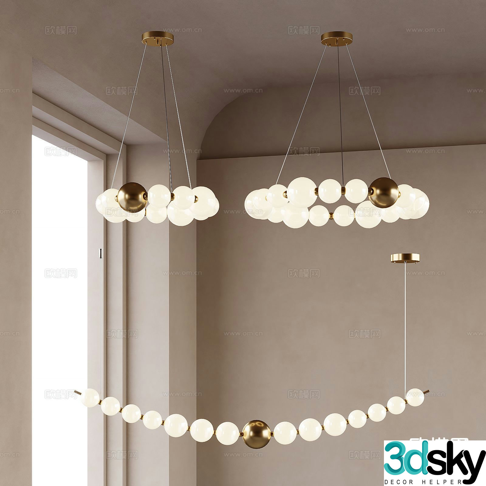 Modern glass ball chandelier 3d model
