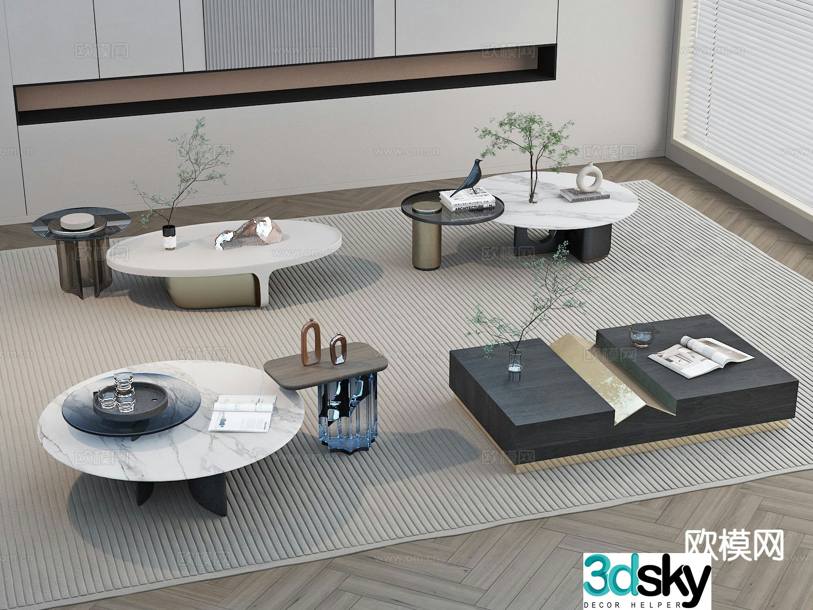 Mother and son coffee table marble coffee table 3d model
