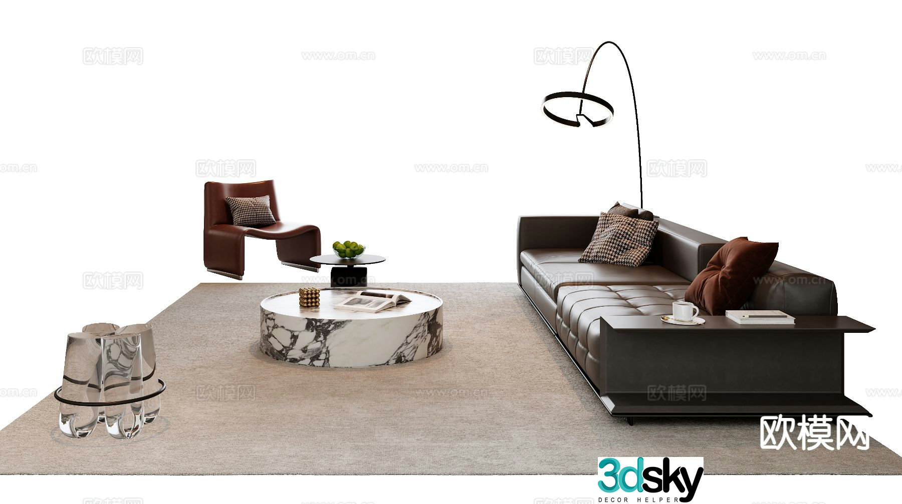 Italian sectional sofa 3d model