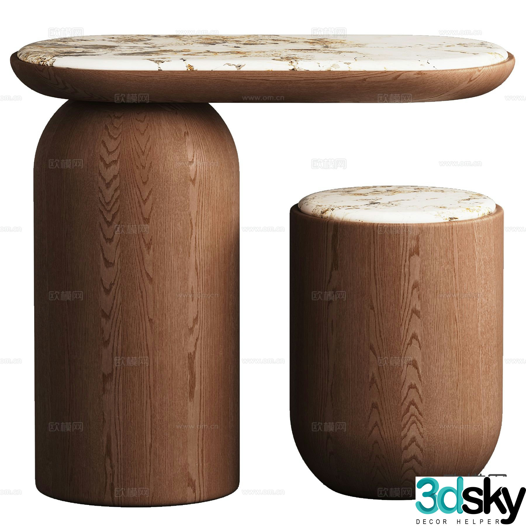 Modern corner table side table round table table table 3D model