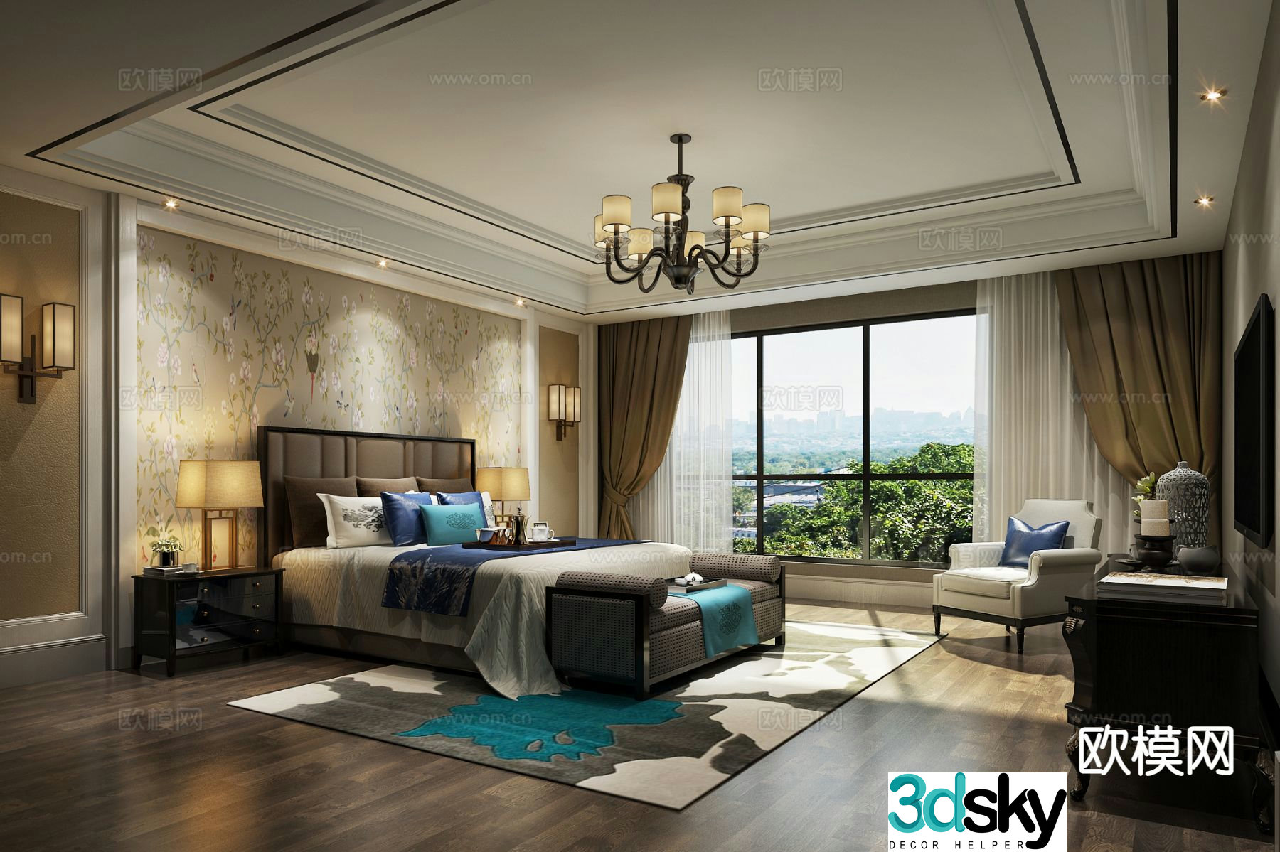 New Chinese style bedroom master bedroom 3d model
