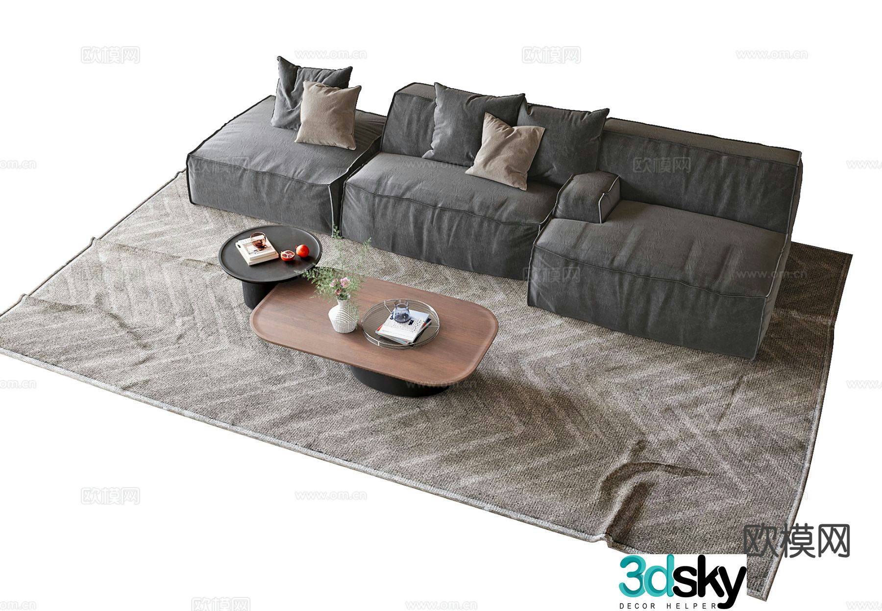 Three seater sofa upholstered sofa 3d model