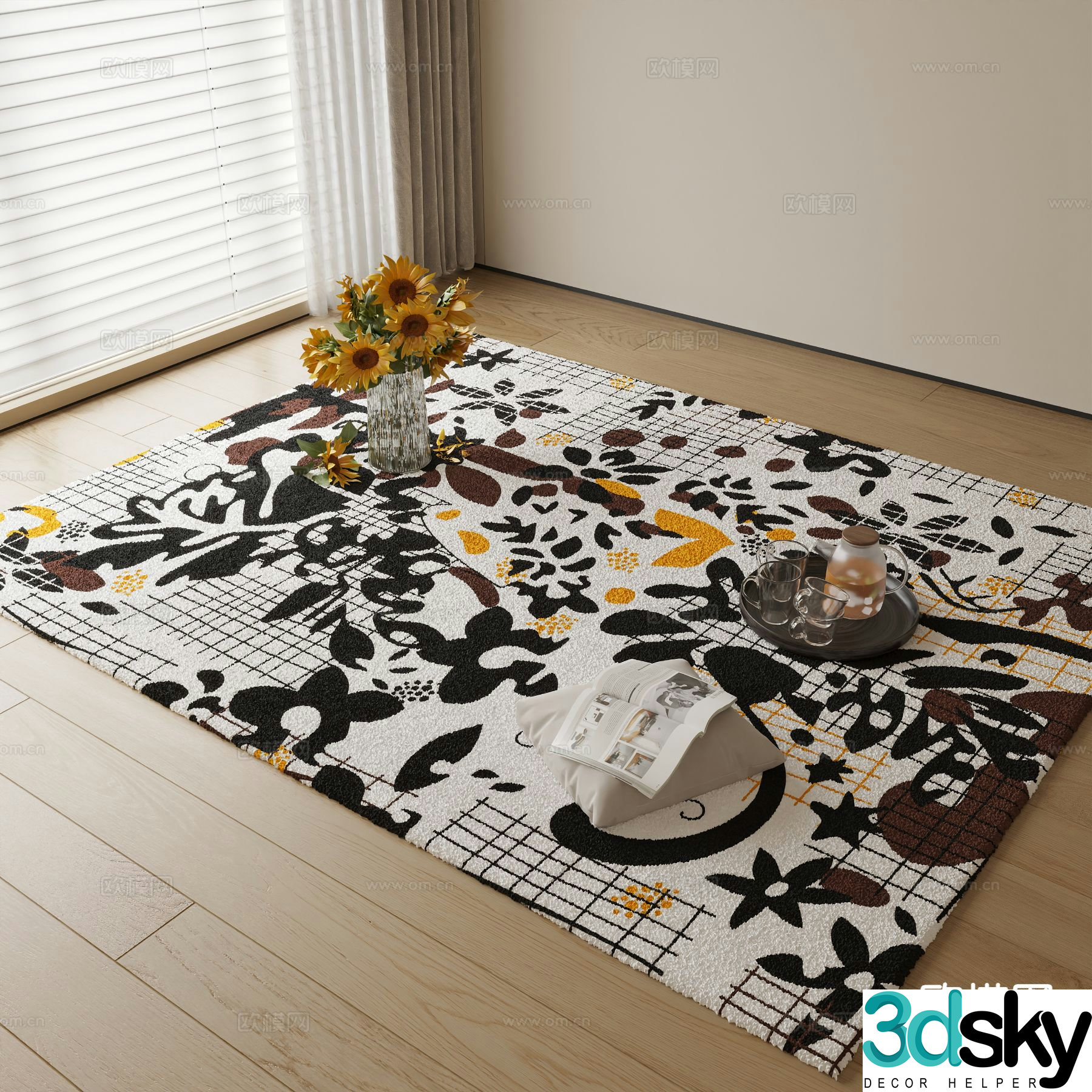 Decorative carpet square carpet 3d model