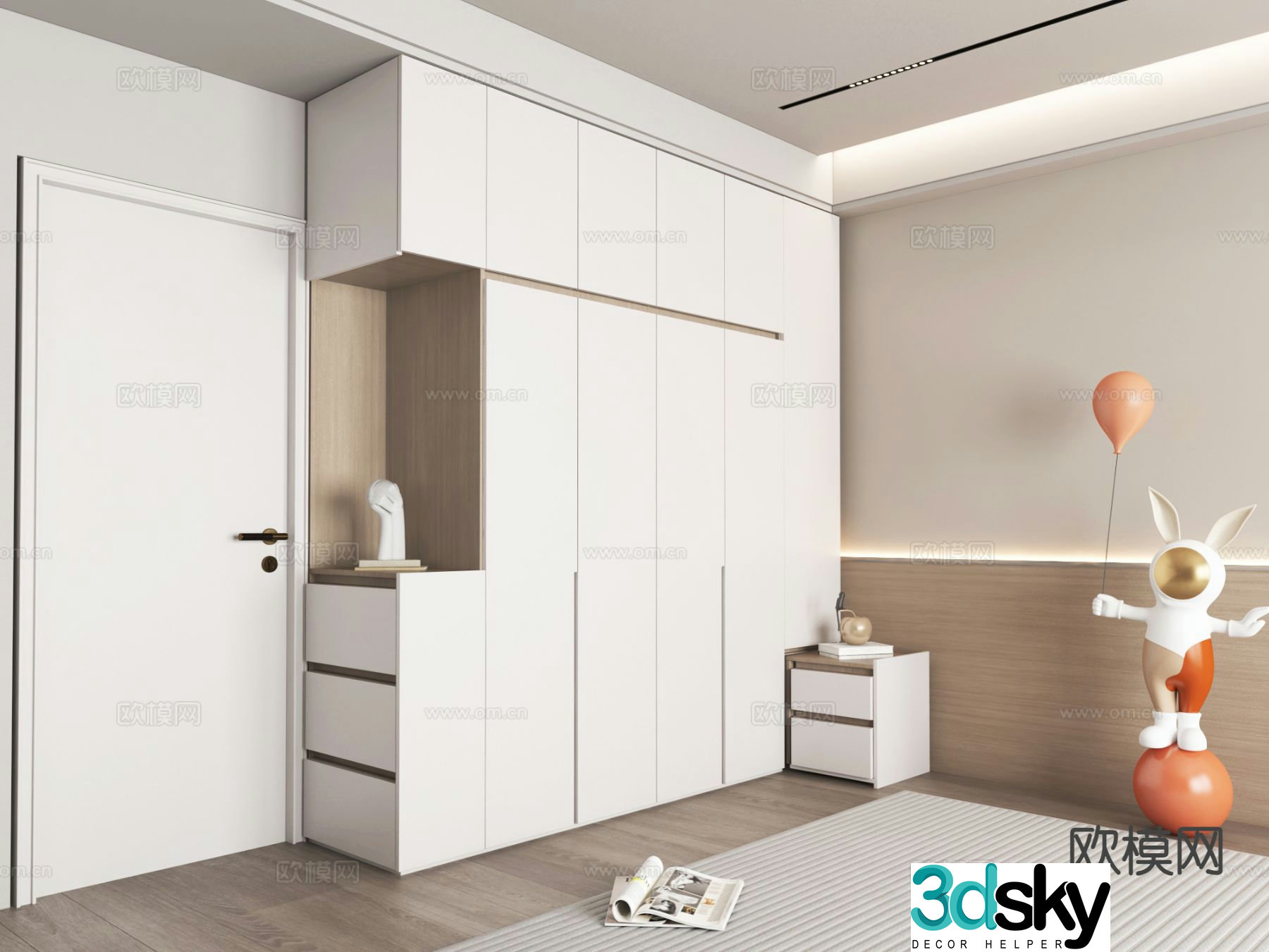 Modern custom wardrobe 3d model