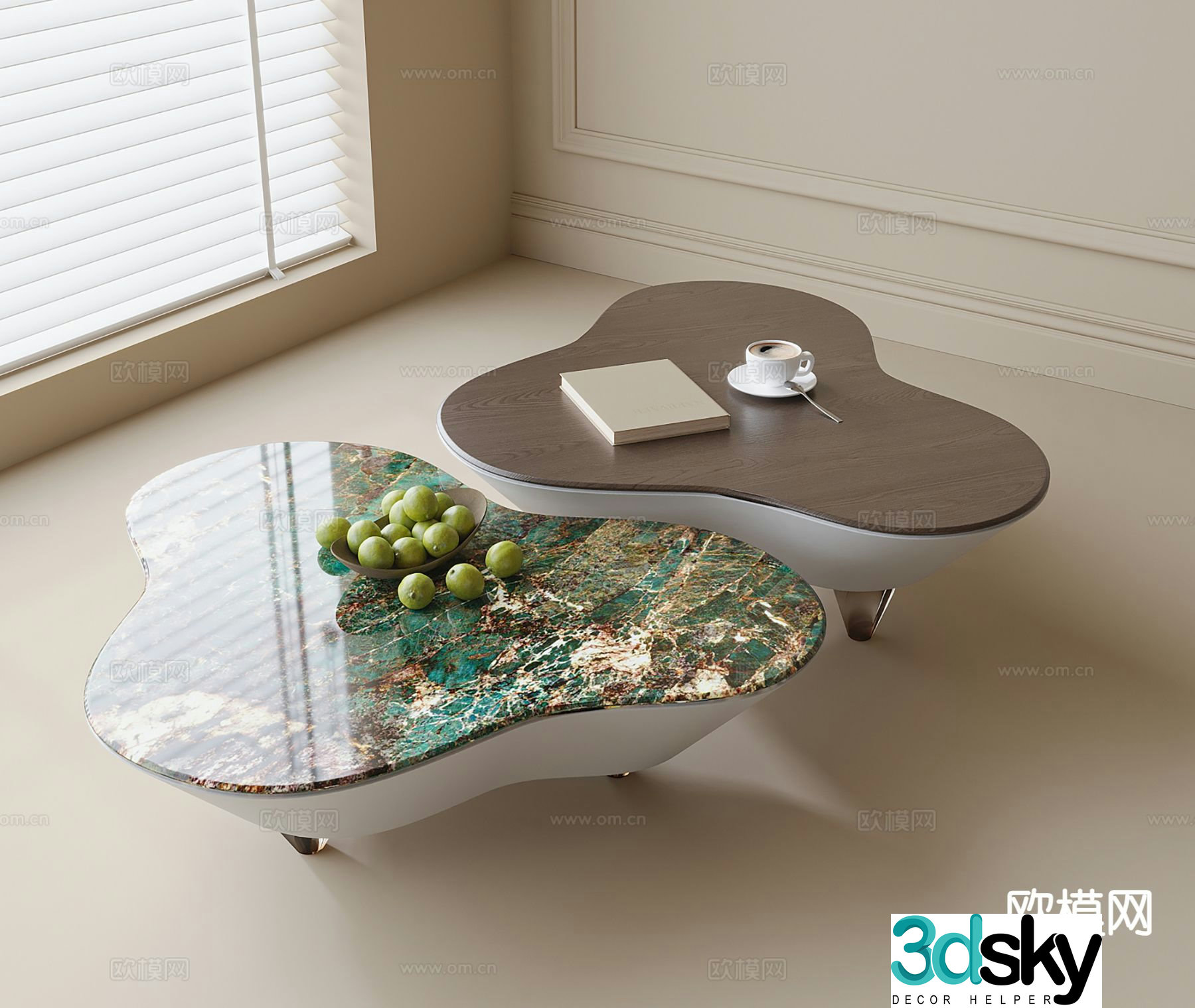 Special-shaped coffee table Mother-and-son coffee table 3D model