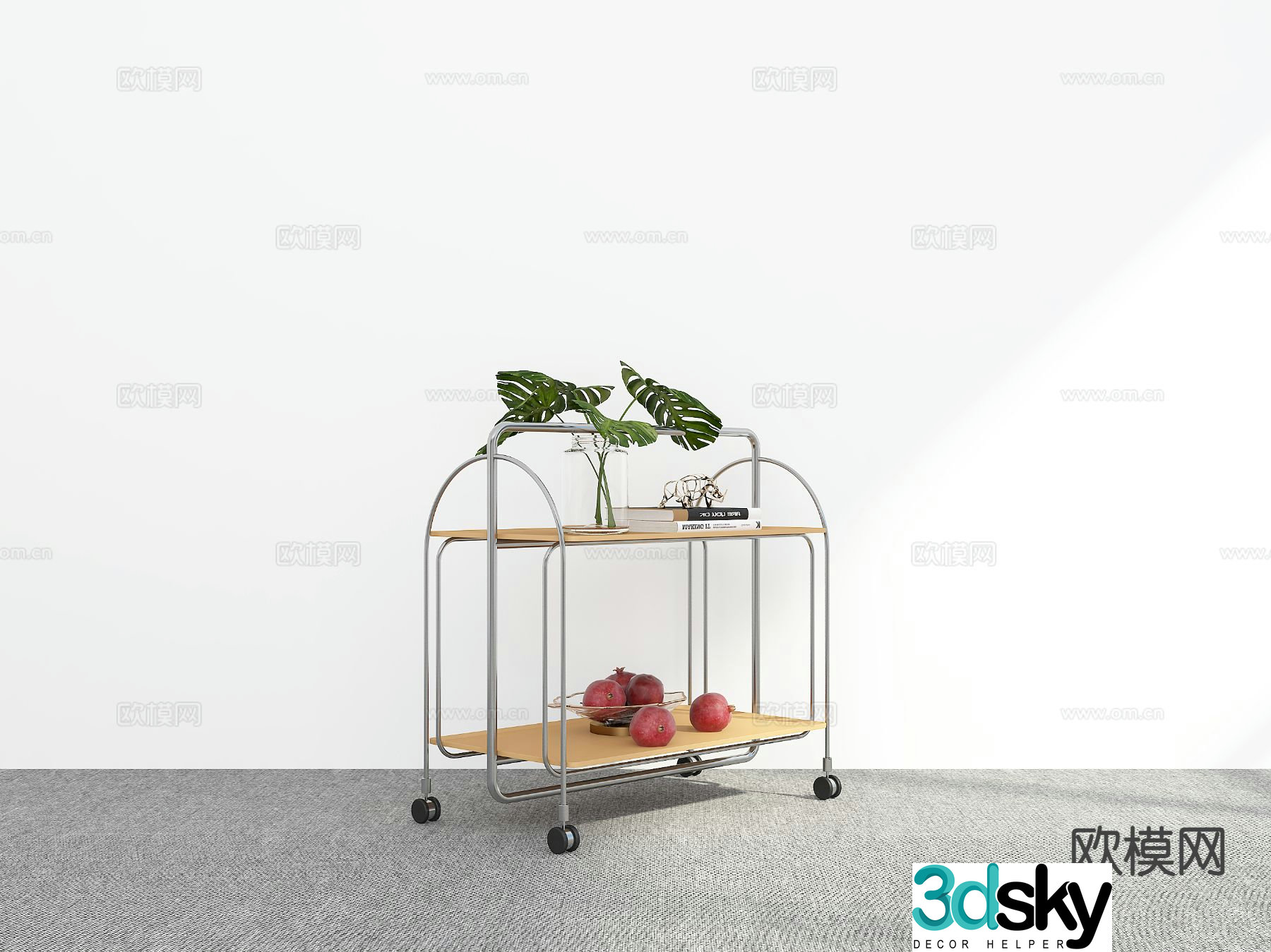 Modern trolley shaped trolley corner table 3D model