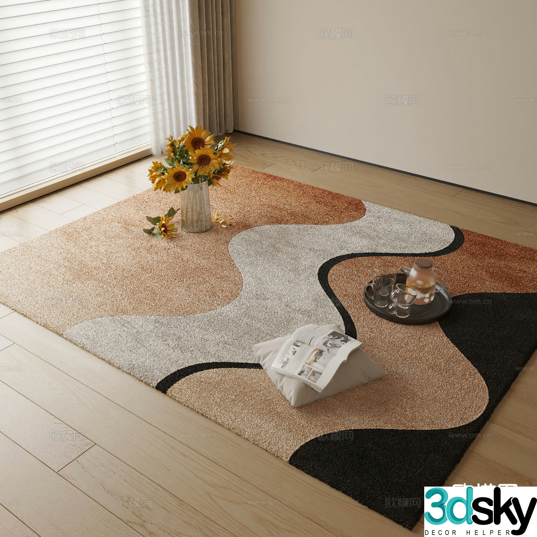 Modern square carpet 3d model
