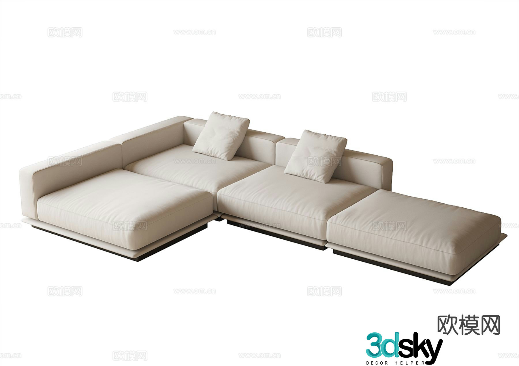 Modern corner sofa multi-person sofa 3d model