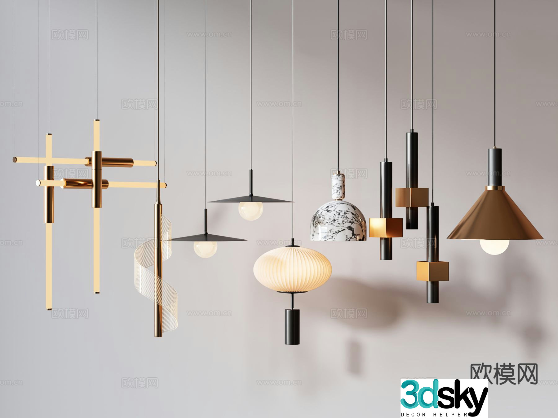 Modern bedside small chandelier 3d model