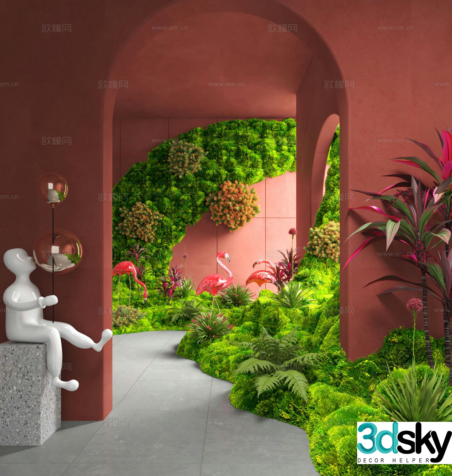 Indoor landscape moss landscaping 3d model