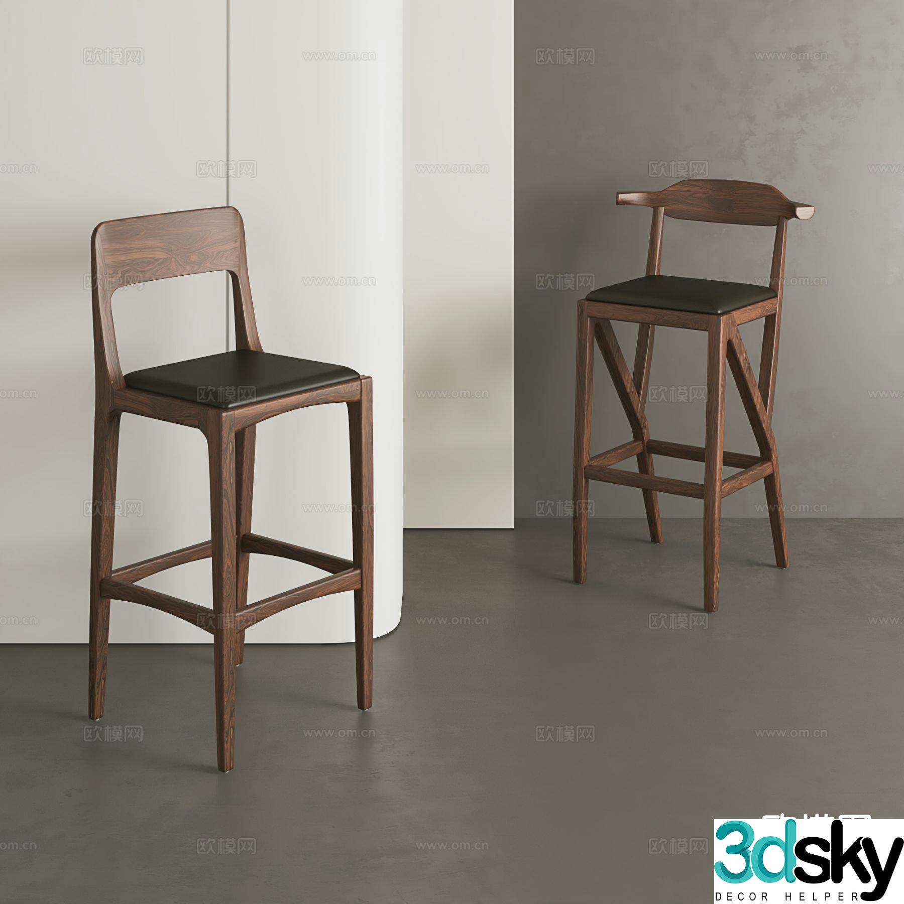 Medieval style bar stool 3d model