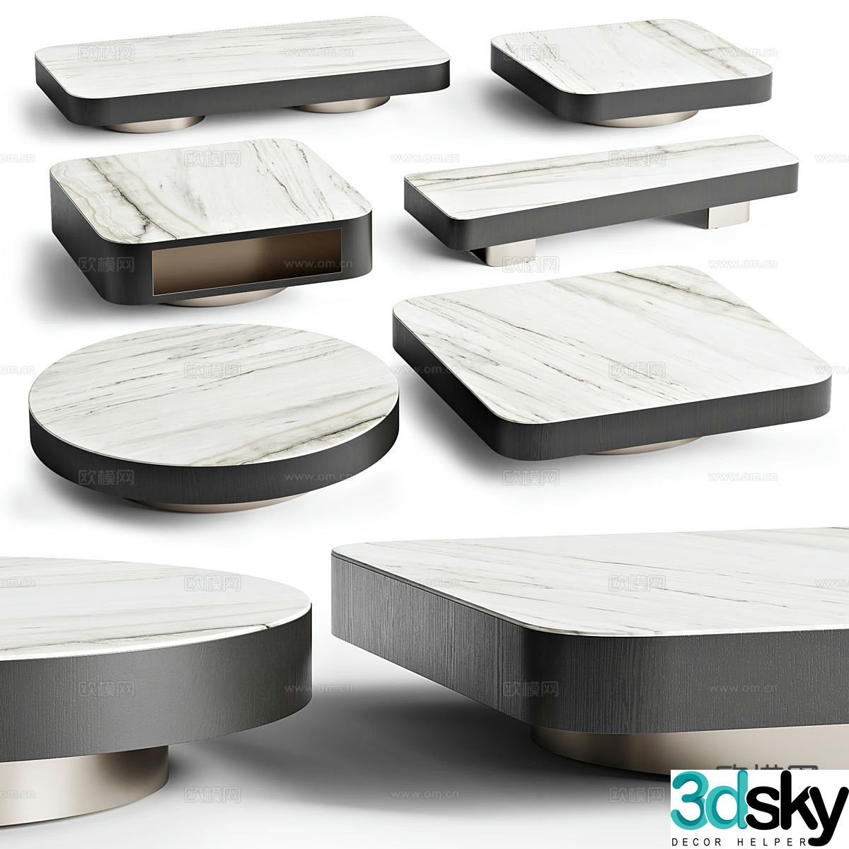 Round coffee table square coffee table slate coffee table 3D model