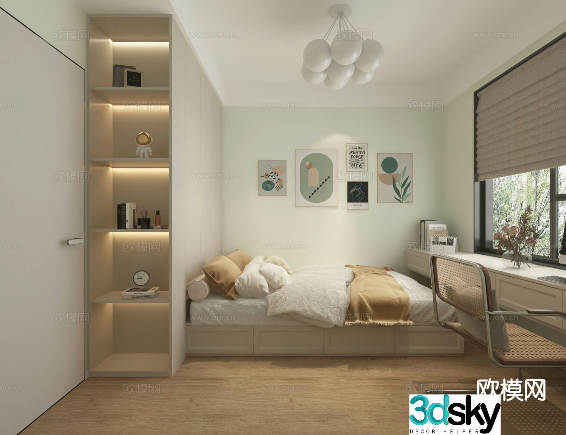 Modern bedroom second bedroom 3d model