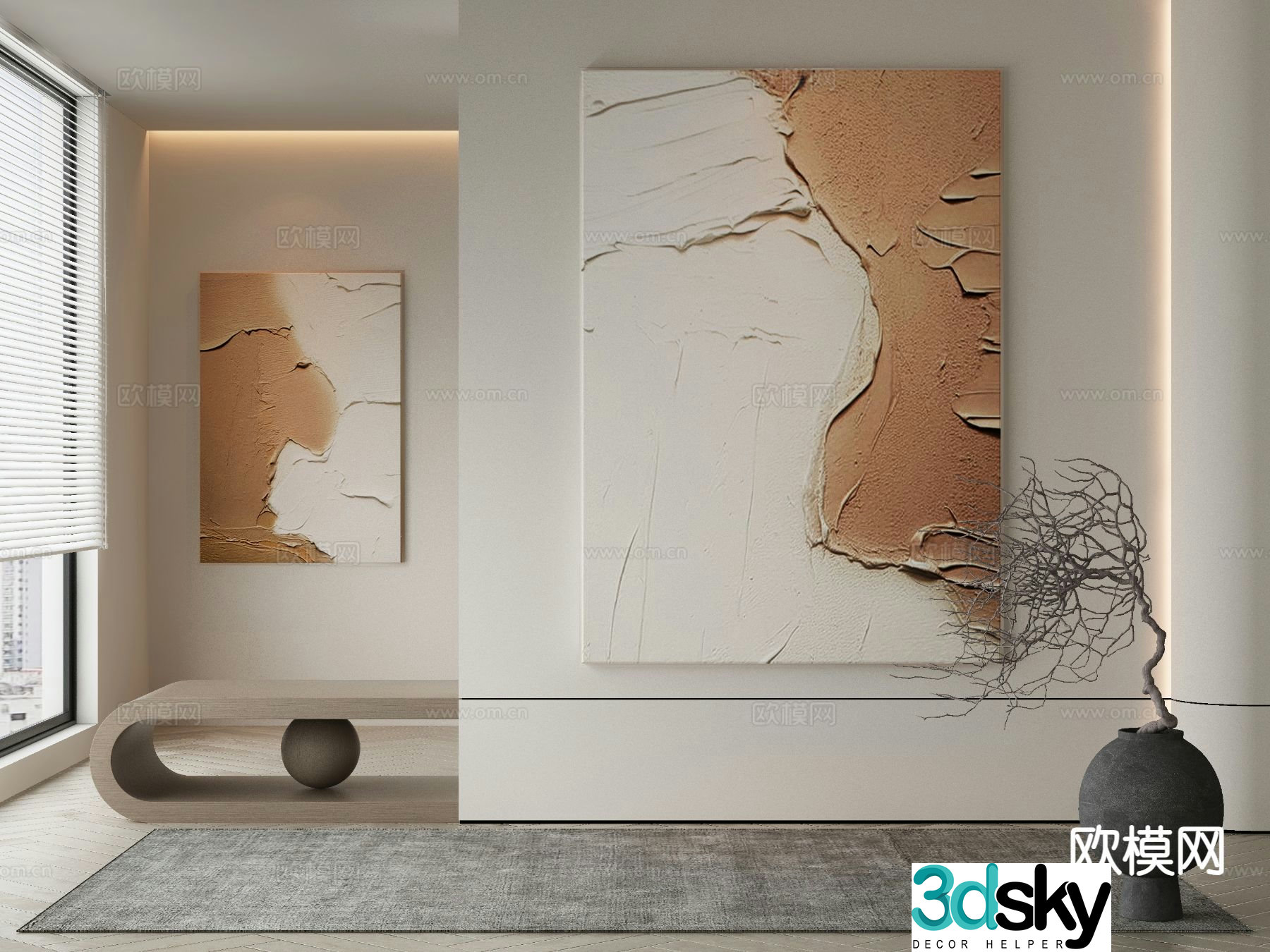 Wabi-sabi art painting texture painting decorative painting 3d model